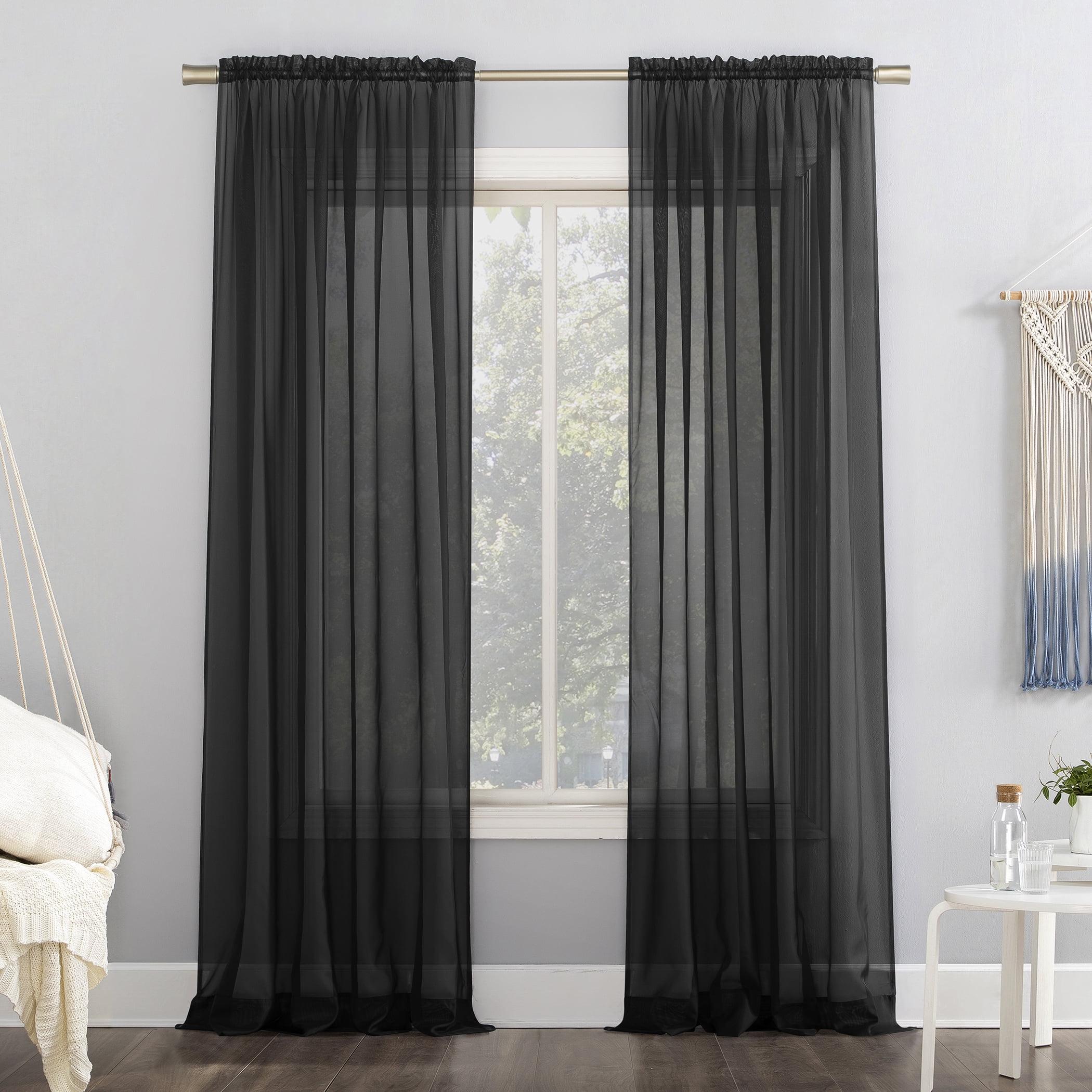 Black Sheer Polyester Rod Pocket Window Panel