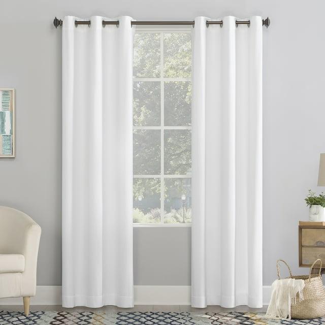 96"x40" Lindstrom Textured Draft Shield Fleece Insulated Energy Saving Grommet Top Room Darkening Curtain Panel White - No. 918