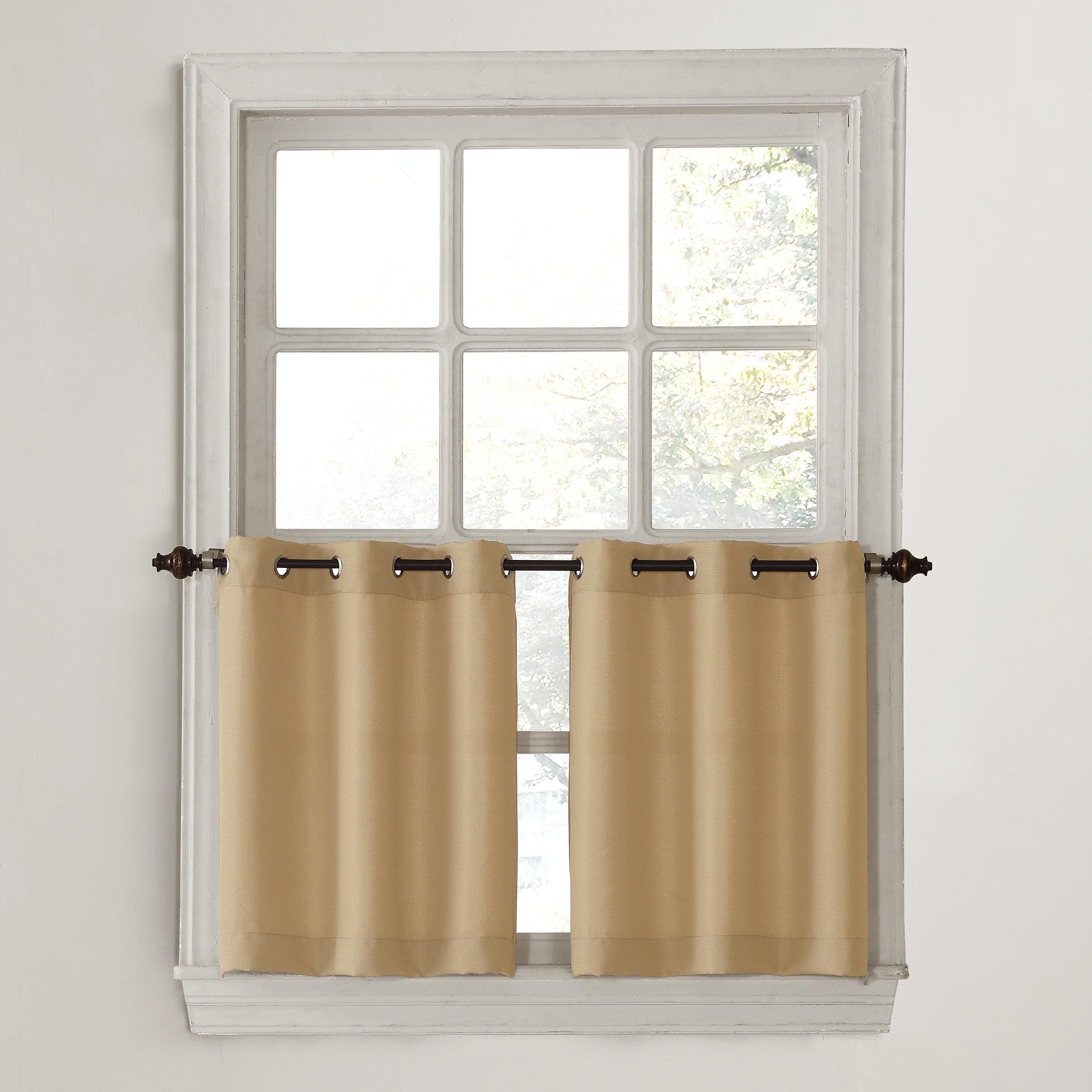 2pc 56"x24" No. 918 Semi-Sheer Montego Casual Textured Grommet Kitchen Curtain Tier Pair Taupe: 24 Inch Kitchen Window Curtains