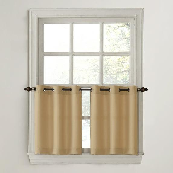 2pc 56"x24" No. 918 Semi-Sheer Montego Casual Textured Grommet Kitchen Curtain Tier Pair Taupe: 24 Inch Kitchen Window Curtains