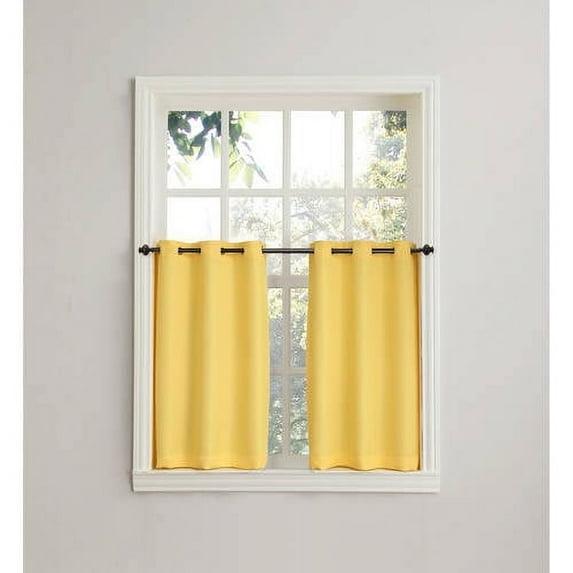 No. 918 Montego Window Curtain Valance/Kitchen Curtains, Set of 2, 56" x 36" in Yellow