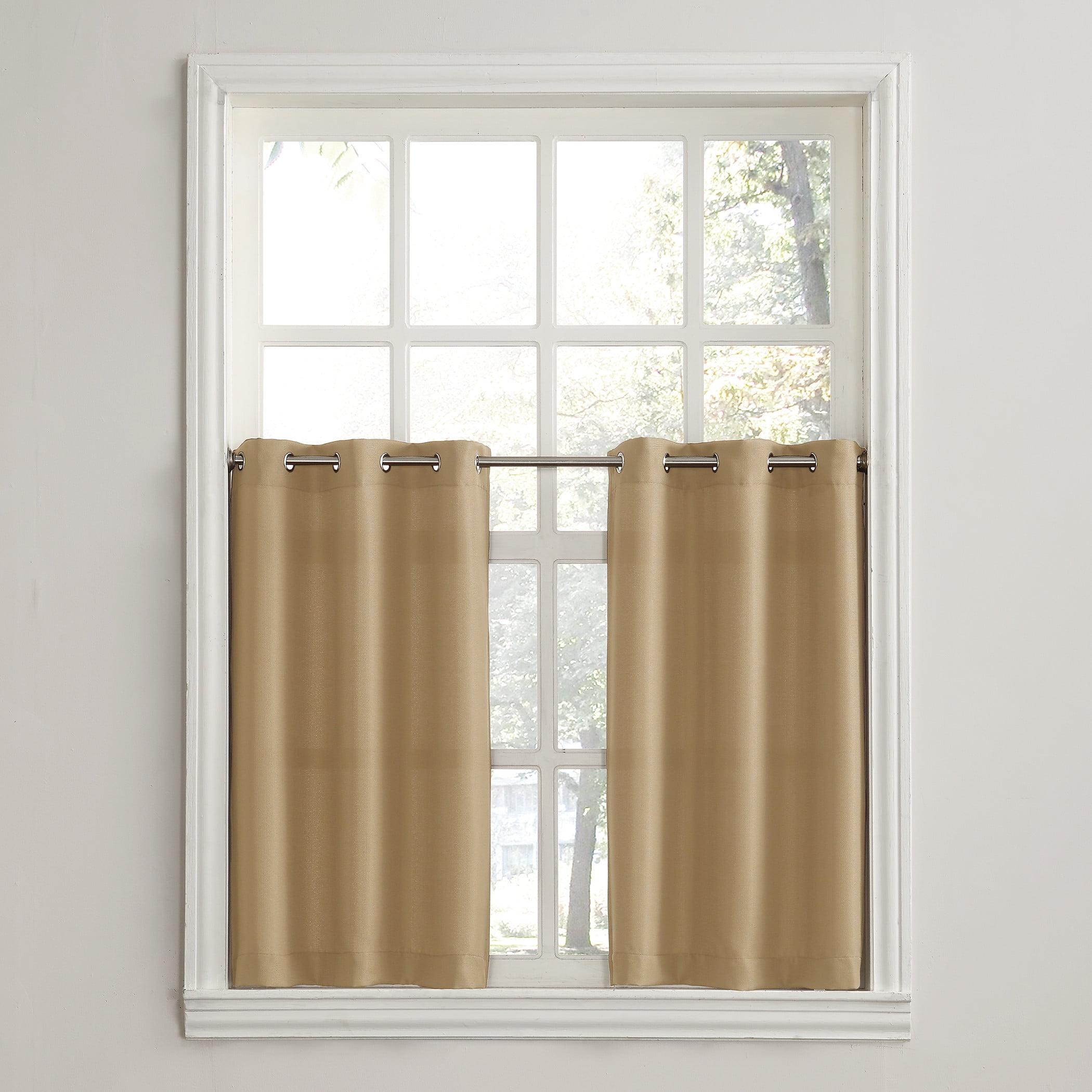 2pc 56"x36" No. 918 Semi-Sheer Montego Casual Textured Grommet Kitchen Curtain Tier Pair Taupe: 36 Inch Kitchen Window Curtains