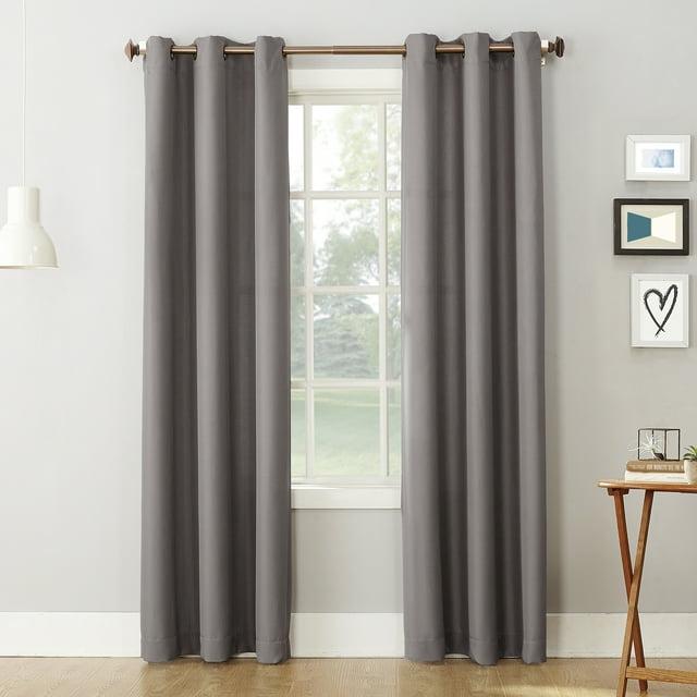 No. 918 Nathan Casual Textured Semi-Sheer Grommet Curtain Panel, 48"x63", Nickel