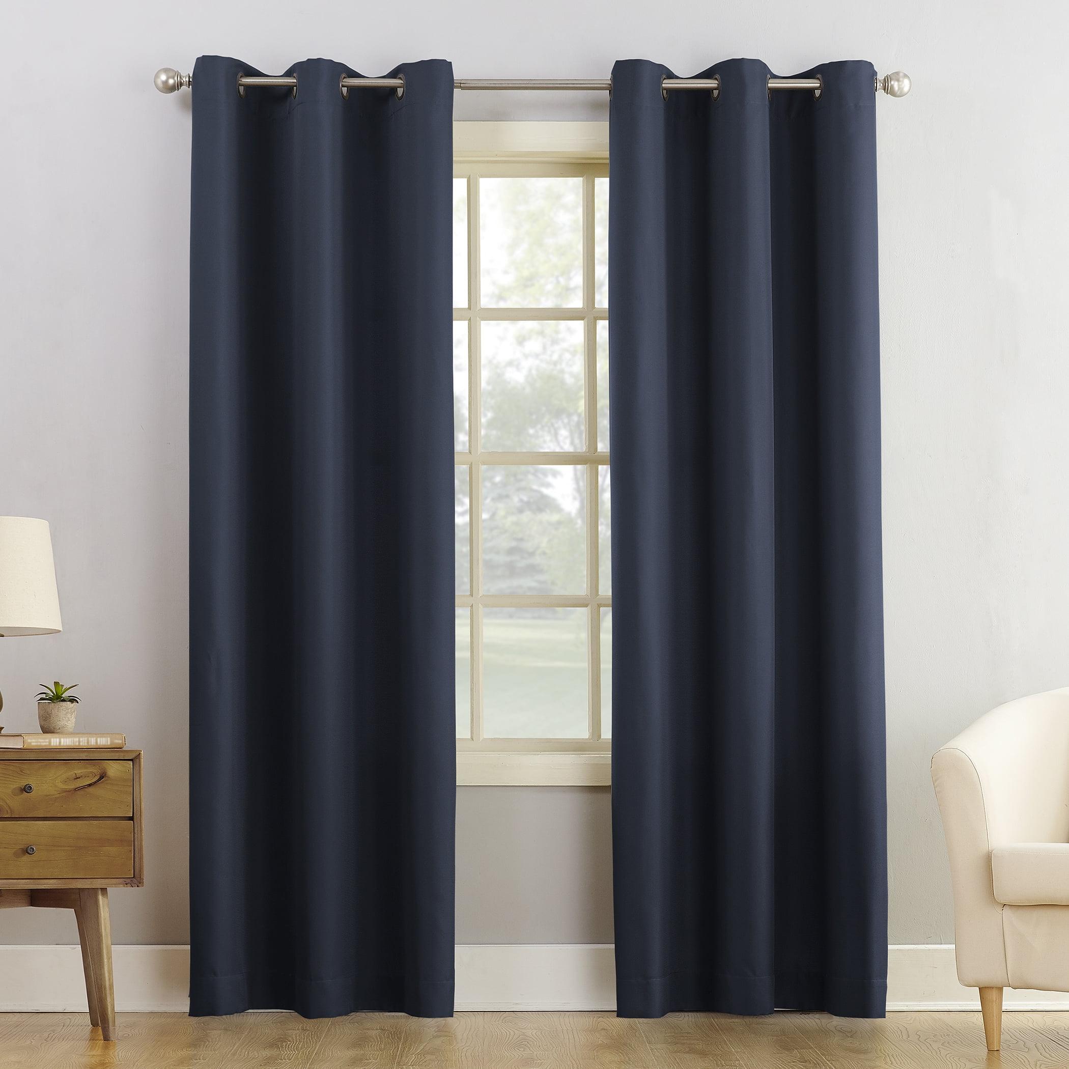 48"x84" No. 918 Semi-Sheer Montego Casual Textured Grommet Curtain Panel Navy Blue