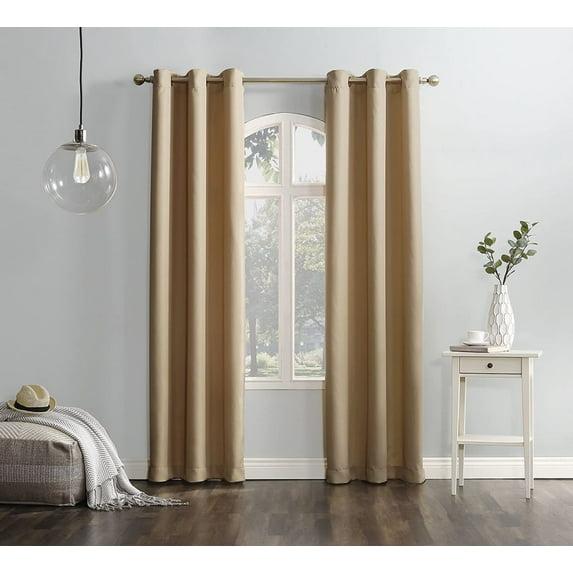 48"x84" No. 918 Semi-Sheer Montego Casual Textured Grommet Curtain Panel Taupe: Modern Light Filtering Panel