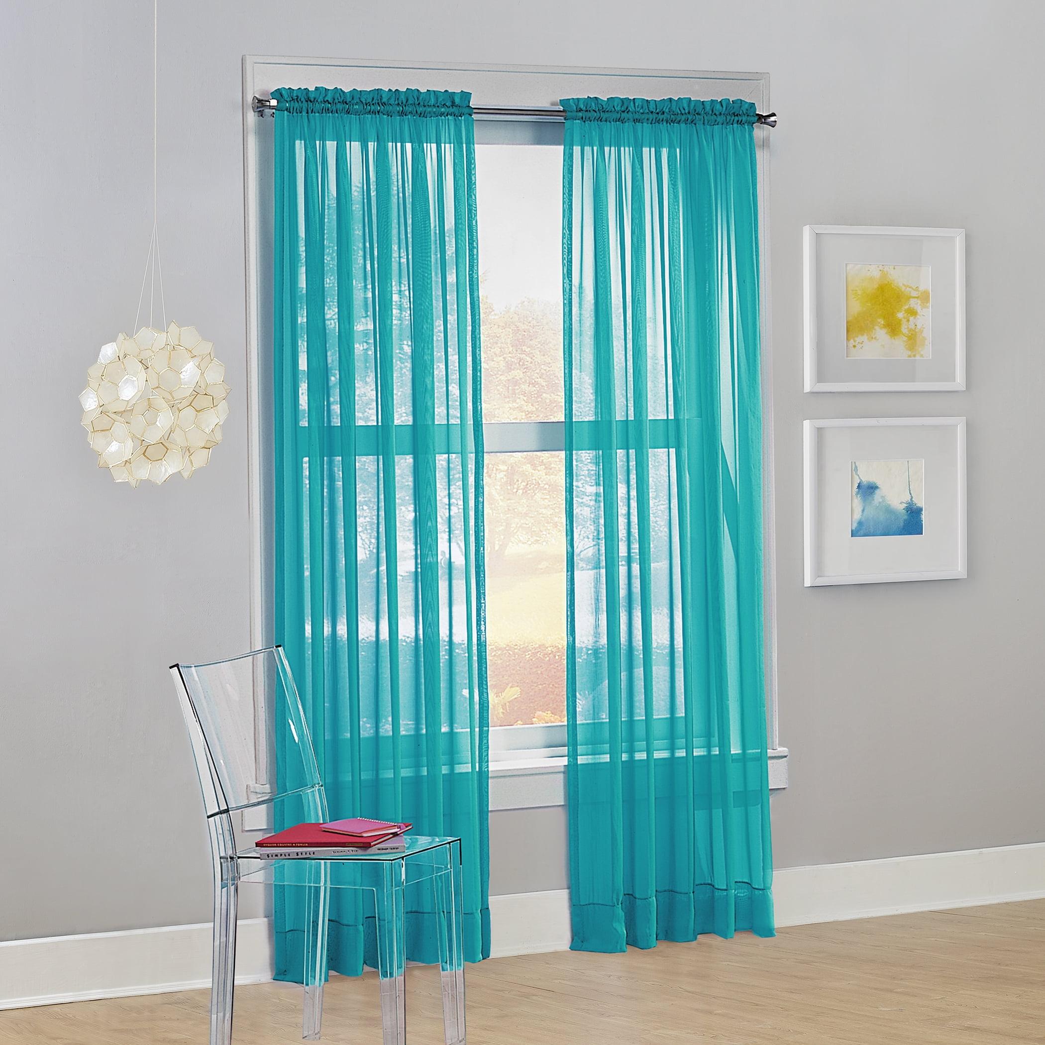 No. 918 Siren Voile Sheer Rod Pocket Curtain Panel, 59"x63", Sky