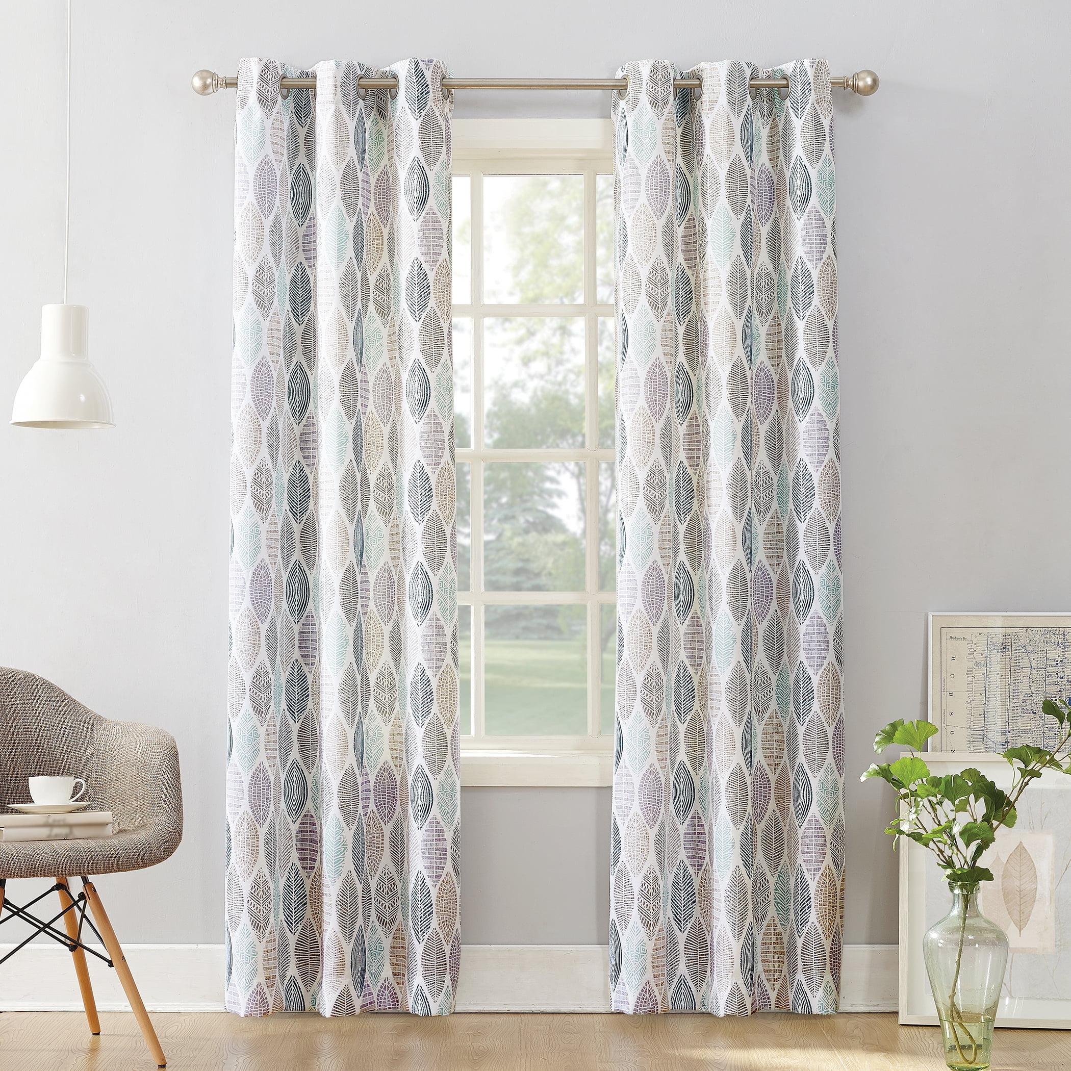 95"x40" Hotaru Leaf Print Semi-Sheer Grommet Curtain Panel - No.918