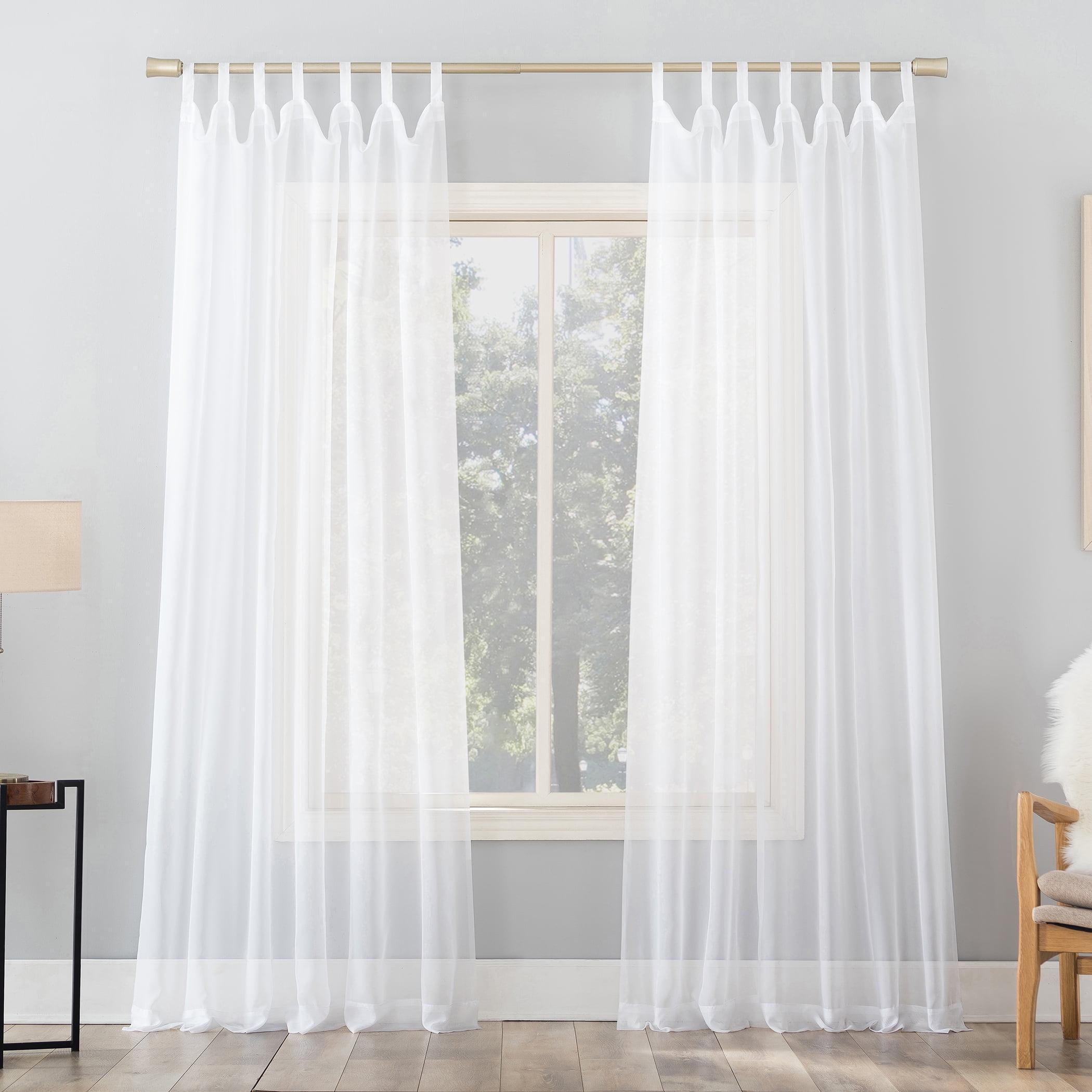 59"x84" No. 918 Sheer Emily Voile Tab Top Curtain Panel White: Sheer Curtain Panels, 84 Inches, Indoor Use