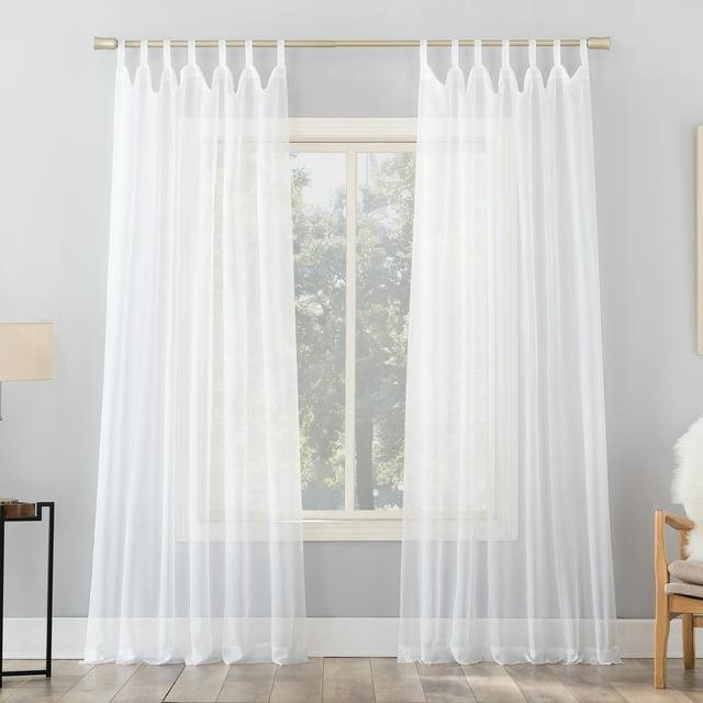 59"x84" No. 918 Sheer Emily Voile Tab Top Curtain Panel White: Sheer Curtain Panels, 84 Inches, Indoor Use