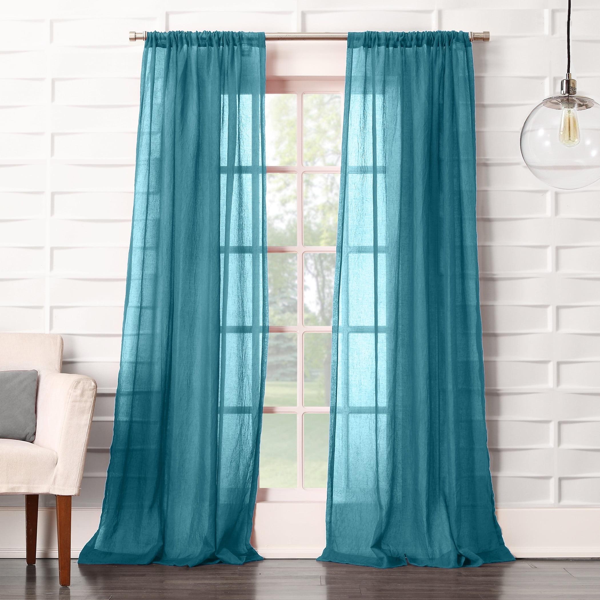 50"x95" No. 918 Sheer Avril Crushed Texture Rod Pocket Curtain Panel Marine: Sheer Curtain Panel, Polyester, 1 Piece