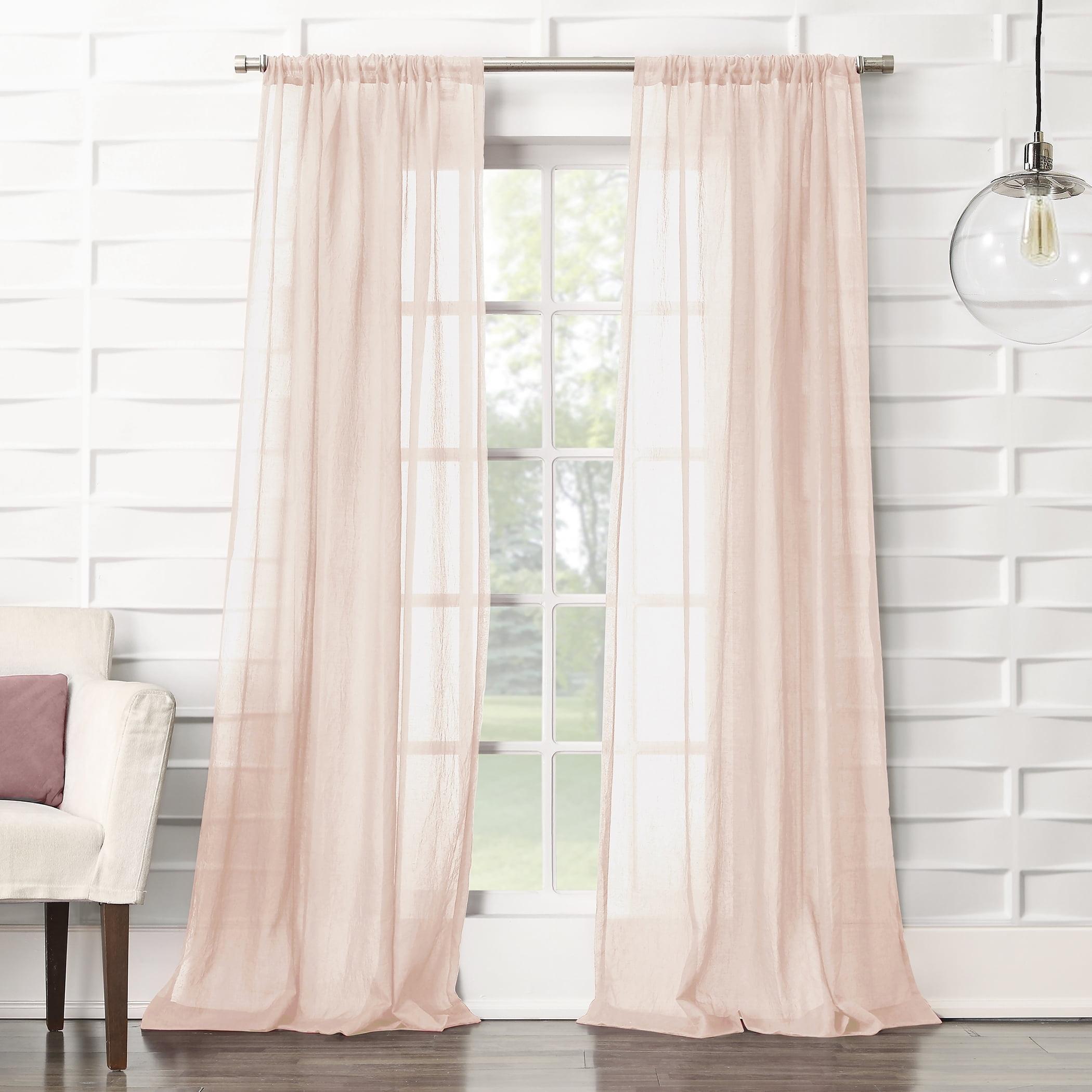 50"x95" No. 918 Sheer Avril Crushed Texture Rod Pocket Curtain Panel Blush: Sheer Curtain Panels, Transitional Style