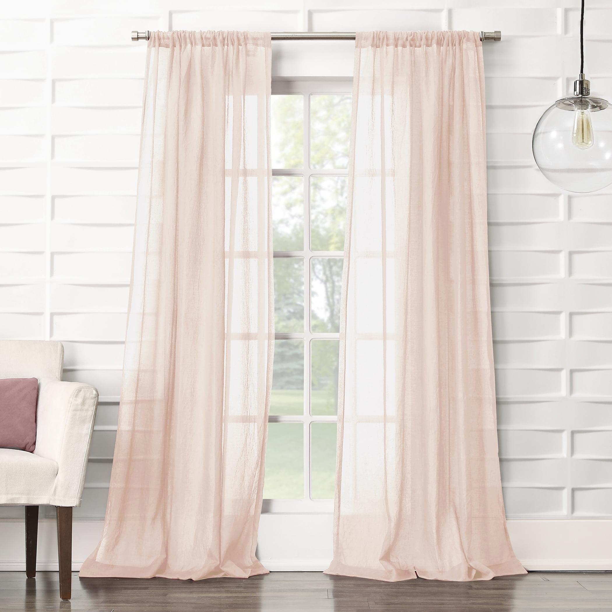 Blush Sheer Polyester Rod Pocket Curtain Panel, 50" x 63"