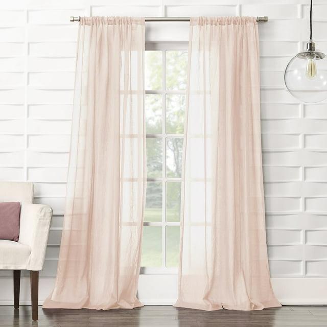 50"x63" No. 918 Sheer Avril Crushed Texture Rod Pocket Curtain Panel Blush: Modern Sheer Curtain Panel, Polyester