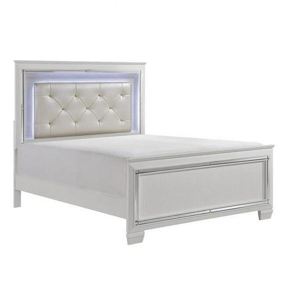Noah LED Backlit Crystal Tufted Headboard California King Size Bed, White