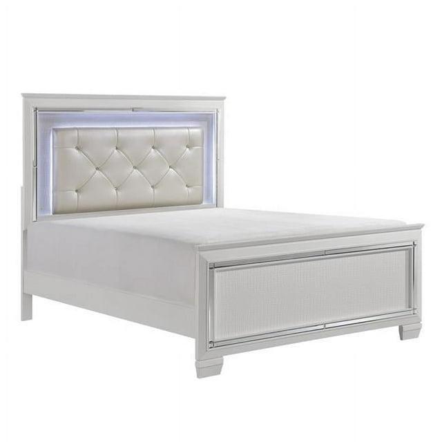 Noah LED Backlit Crystal Tufted Headboard California King Size Bed, White