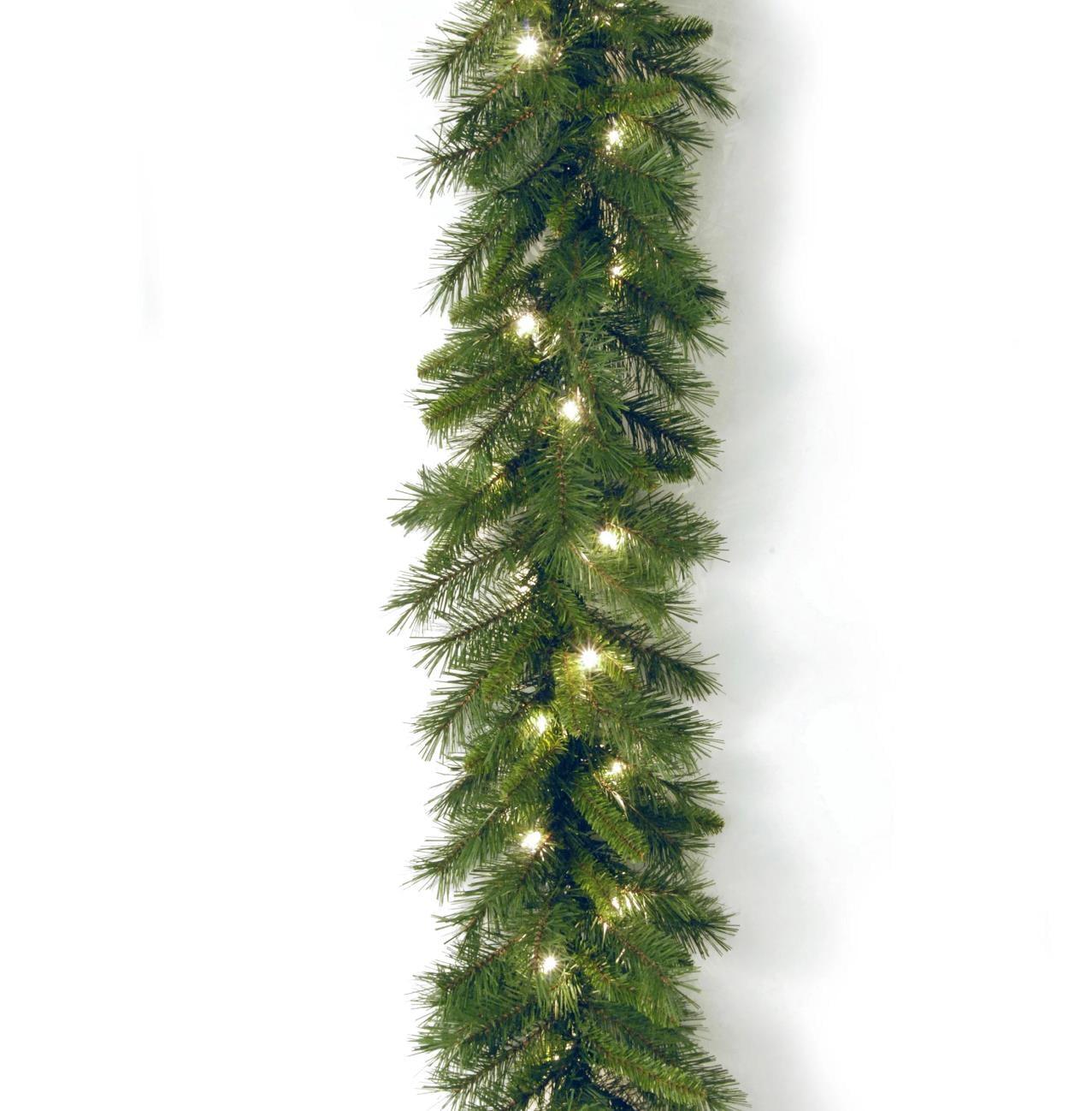 National Tree Company Pre-Lit Artificial Christmas Garland, Green, Winchester Pine, White Lights, Plug In, Christmas Collection, 9 Feet