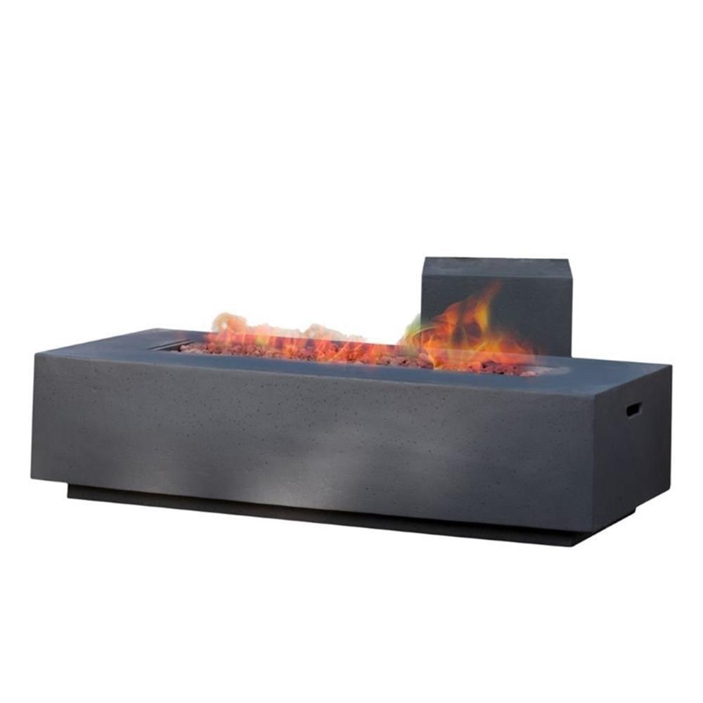 56" Dark Grey Concrete Gas Fire Pit Table with Tank Holder