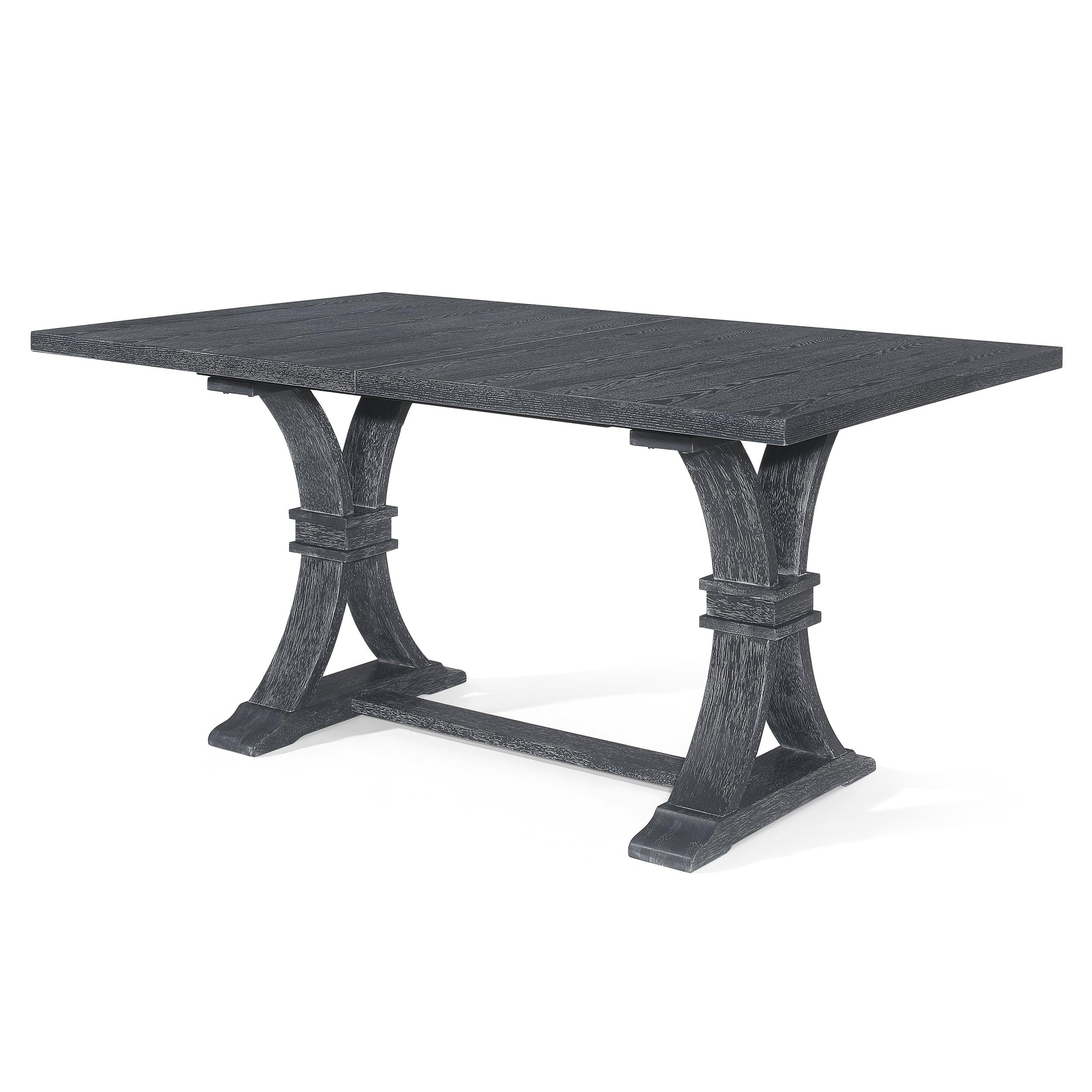 Gray Reclaimed Wood Extendable Dining Table with Trestle Base