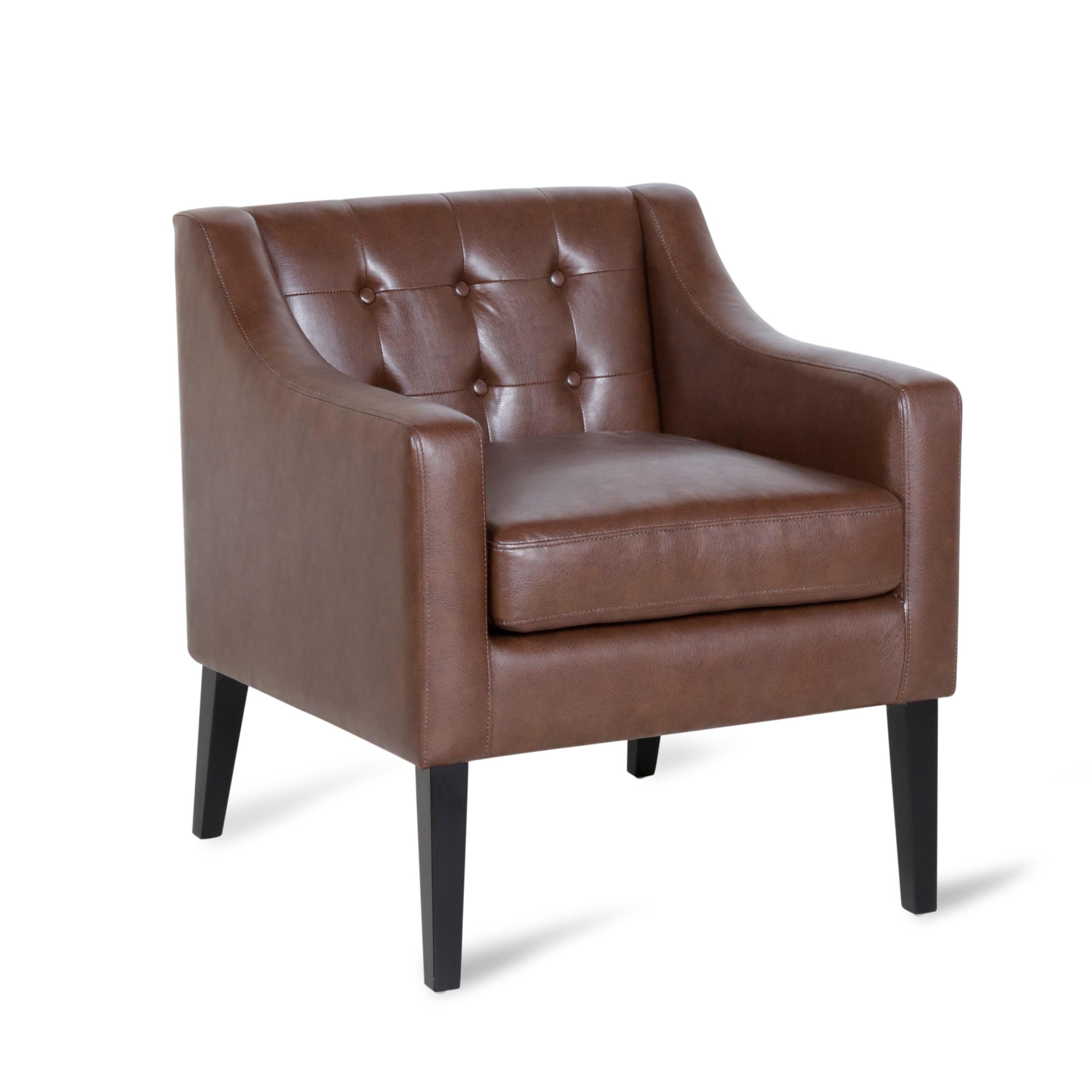 Espresso Elegance Faux Leather Square Arm Side Chair