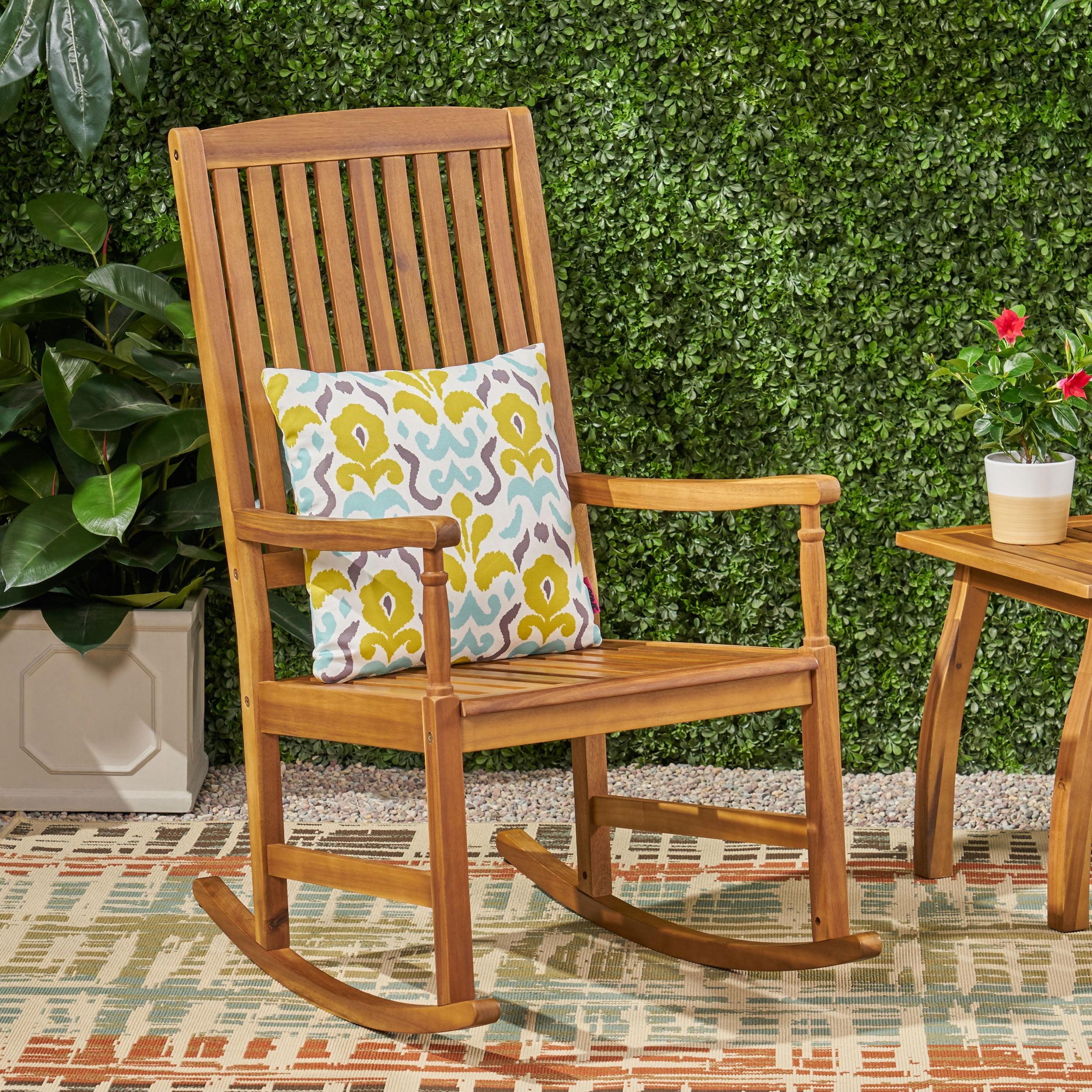 Teak Acacia Wood Outdoor Rocking Chair with Arms