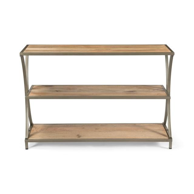 Noble House Ayaan Modern Industrial Handcrafted Mango Wood Console Table, Natural Finish and Silver