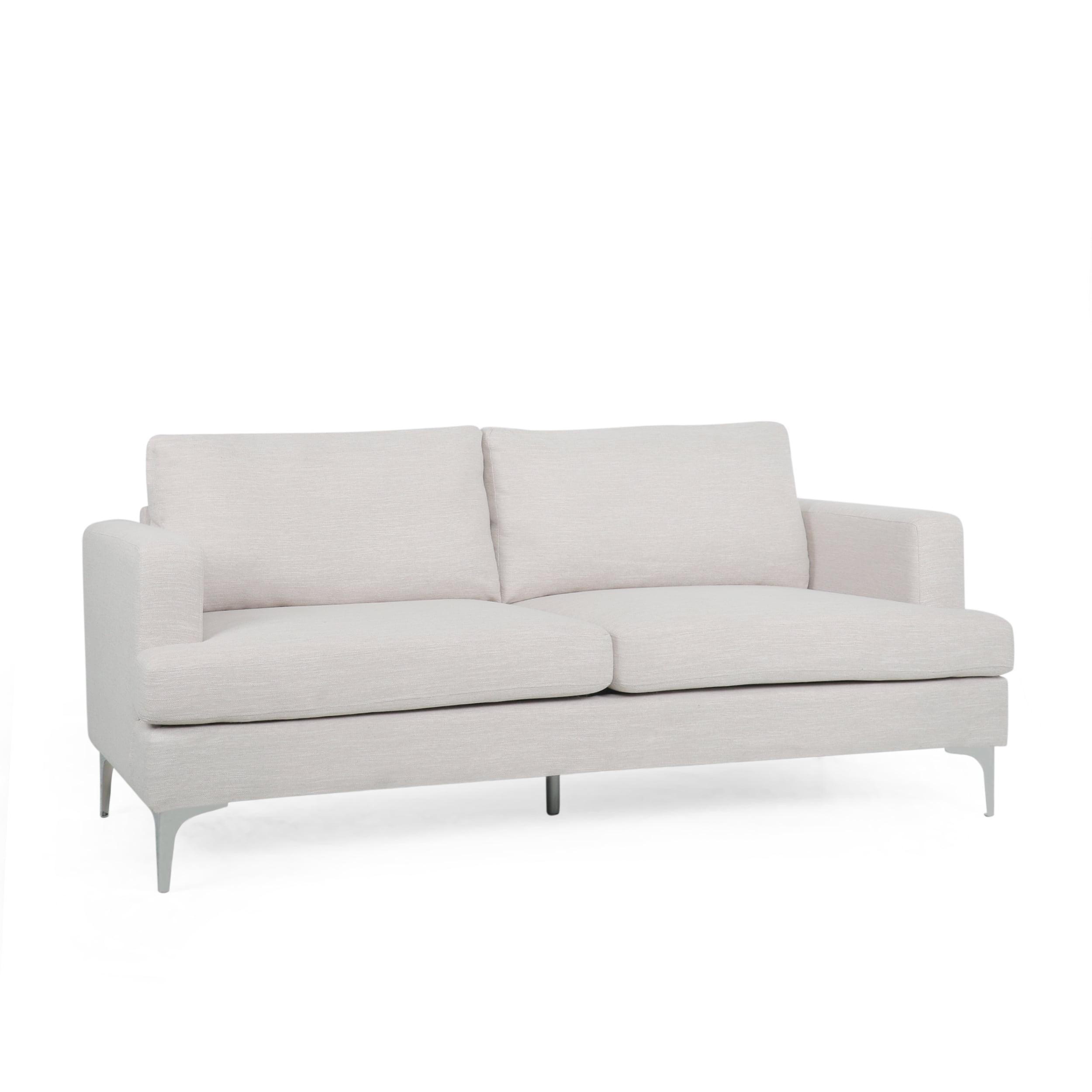 Noble House Cadyn Fabric 3 Seater Sofa, Beige and Silver