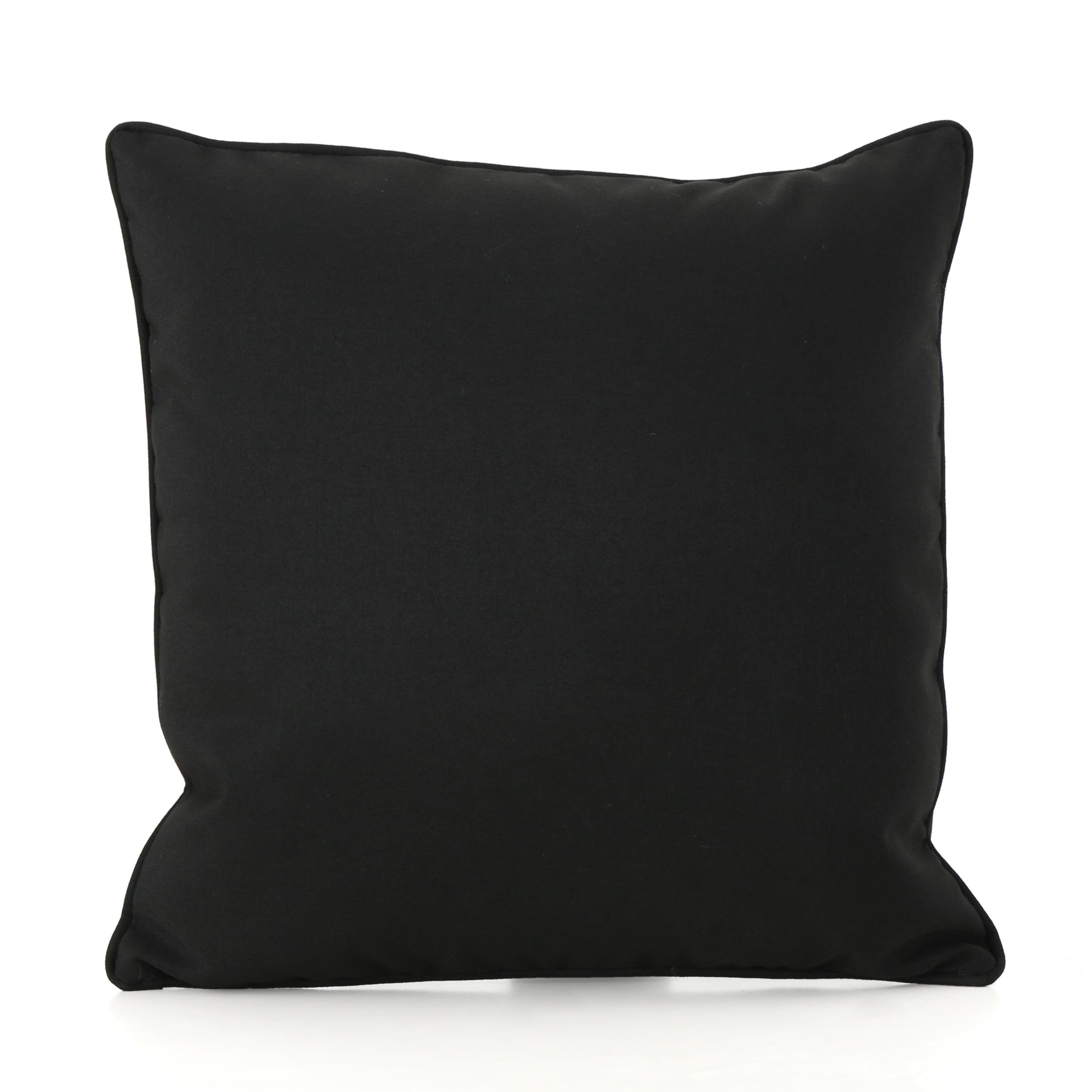 Luxurious 18" Square Black Polyester Outdoor Throw Pillow