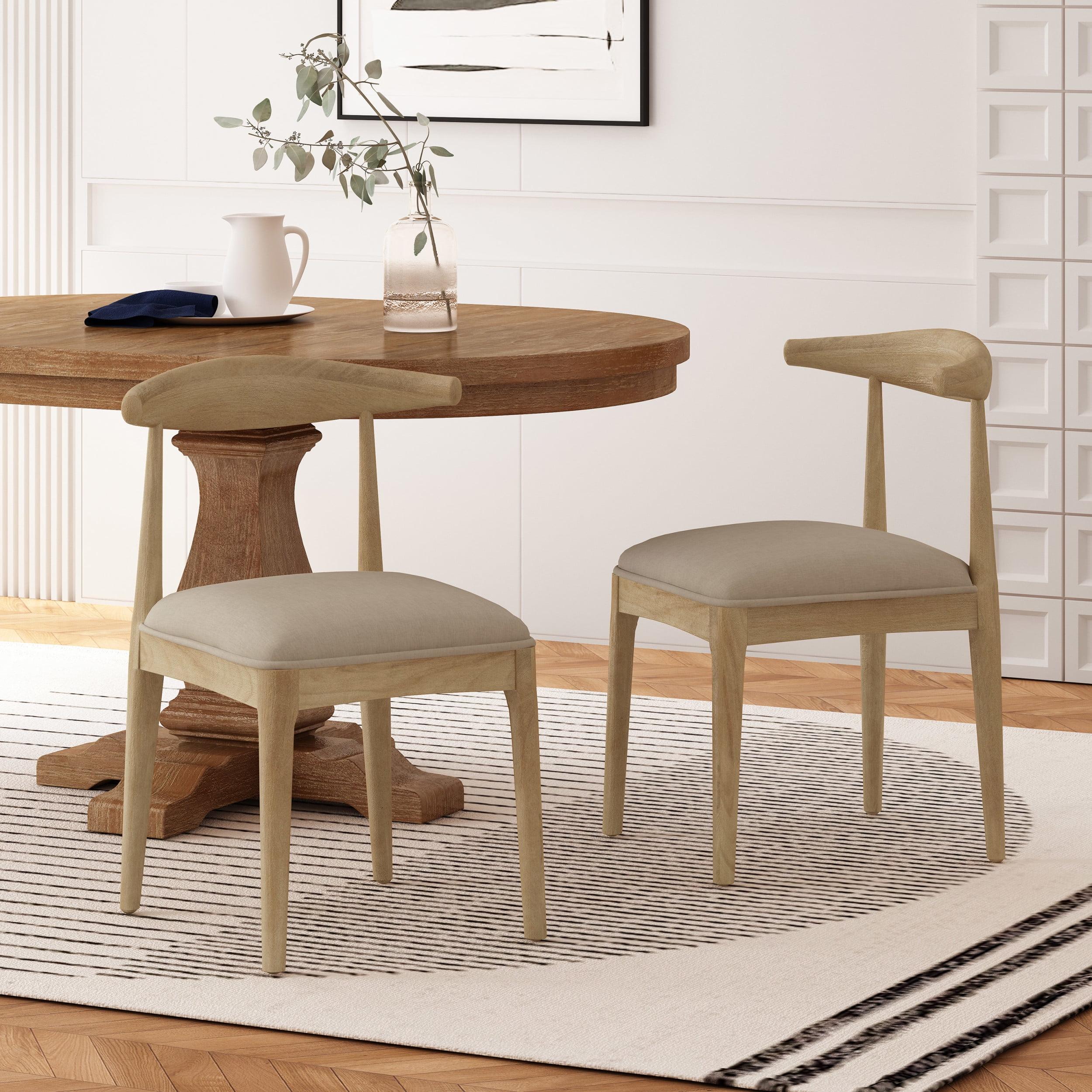 Pebble Linen and Light Ash Upholstered Dining Side Chairs, Set of 2