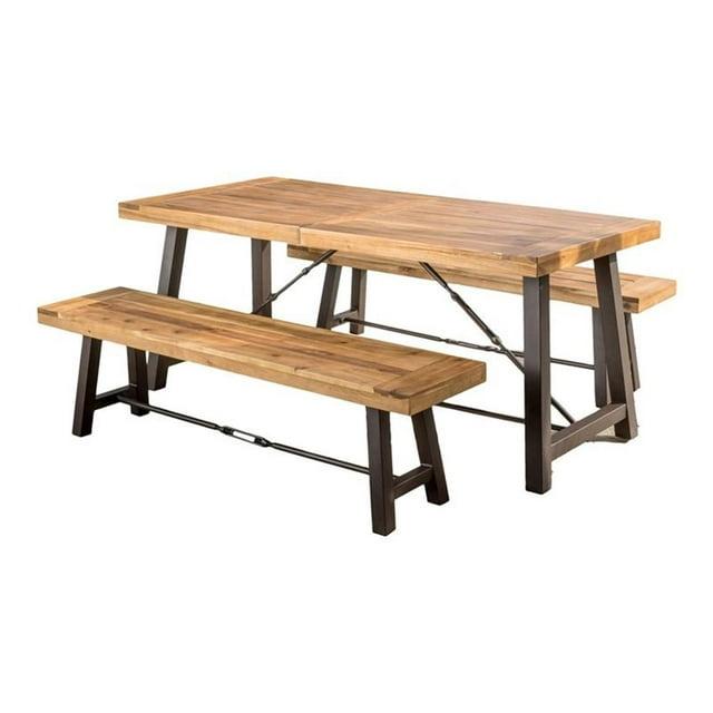 17 Stories 3-Piece Acacia Wood Outdoor Dining Set