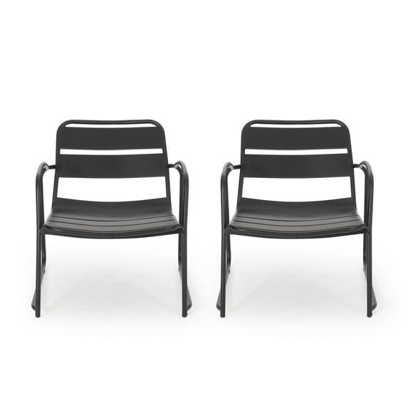 Hokku Designs Modern Metal Frame Outdoor Dining Chairs (Set of 2)