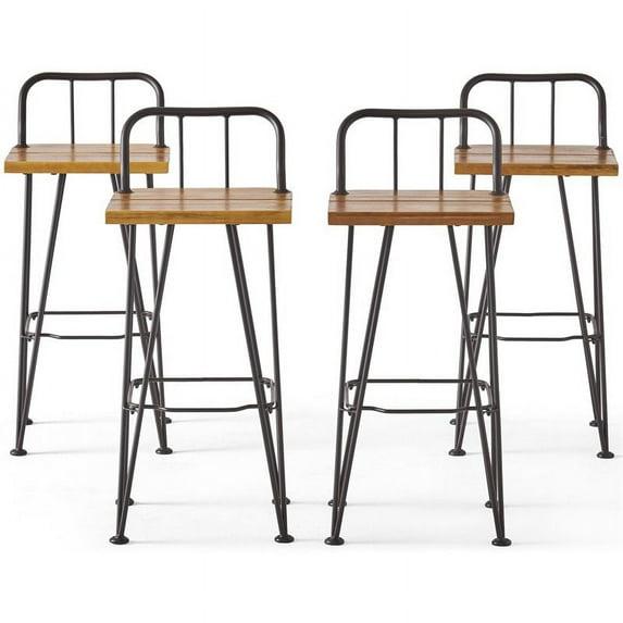 Noble House Denali Outdoor Teaked Acacia Wood Barstools (Set of 4)