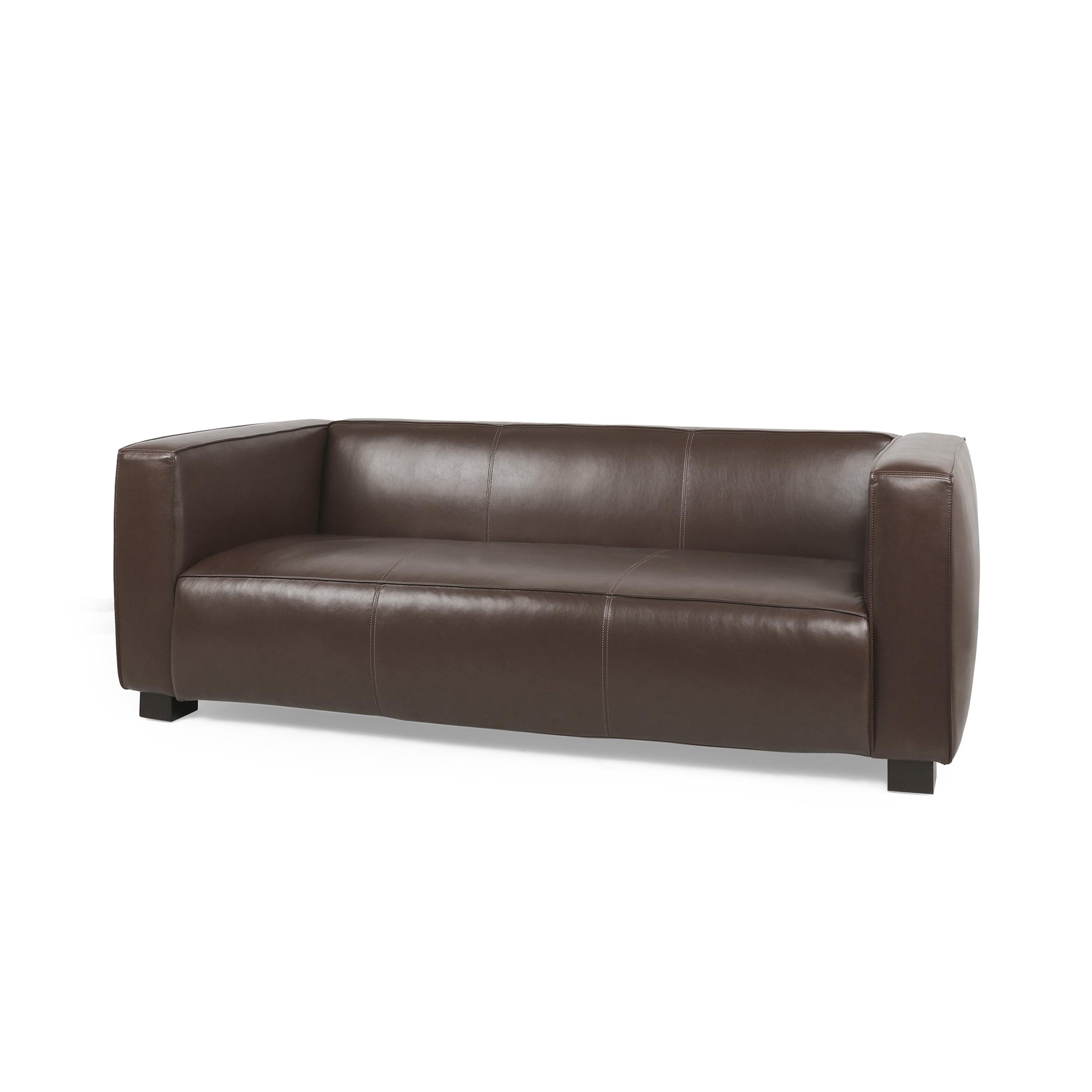 Luxurious Dark Brown Faux Leather Lawson 3-Seater Sofa with Tapered Legs