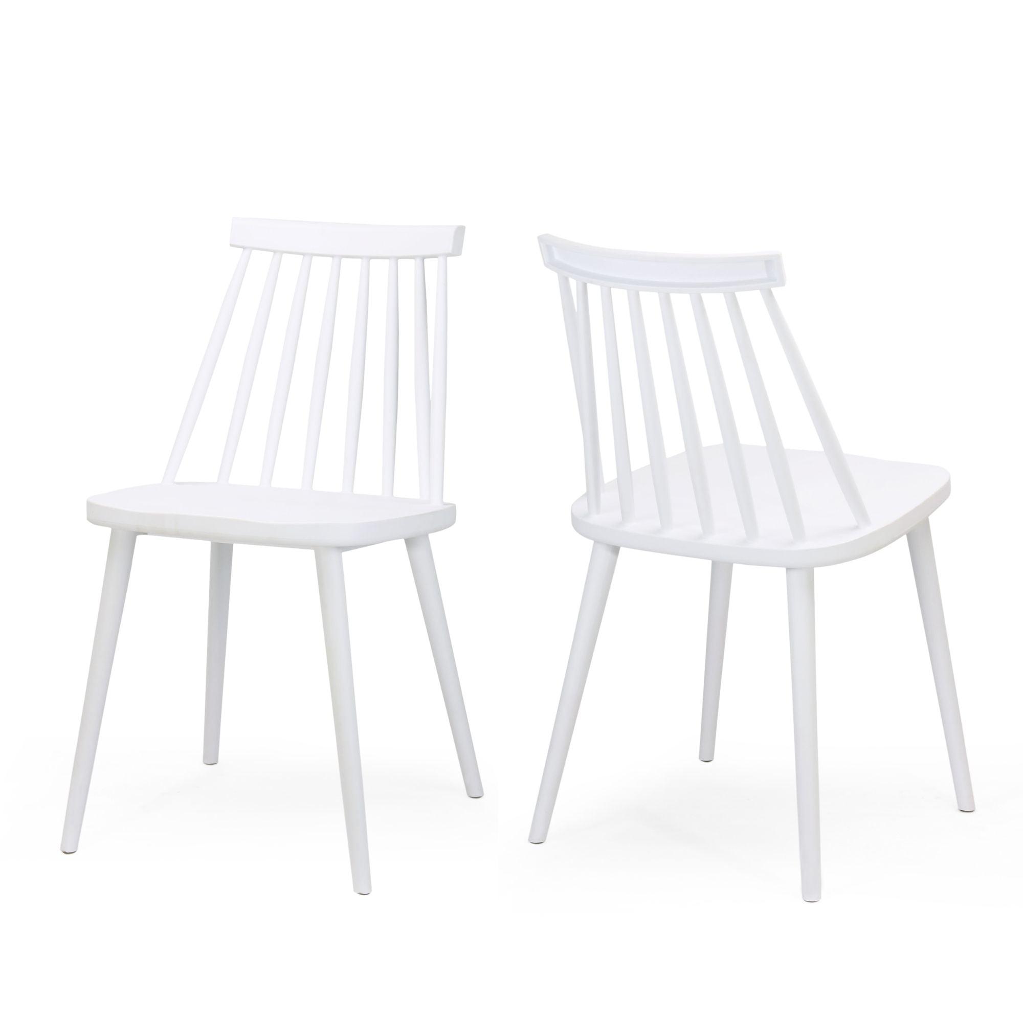 Matte White Windsor High-Back Plastic Side Chair, Set of 2
