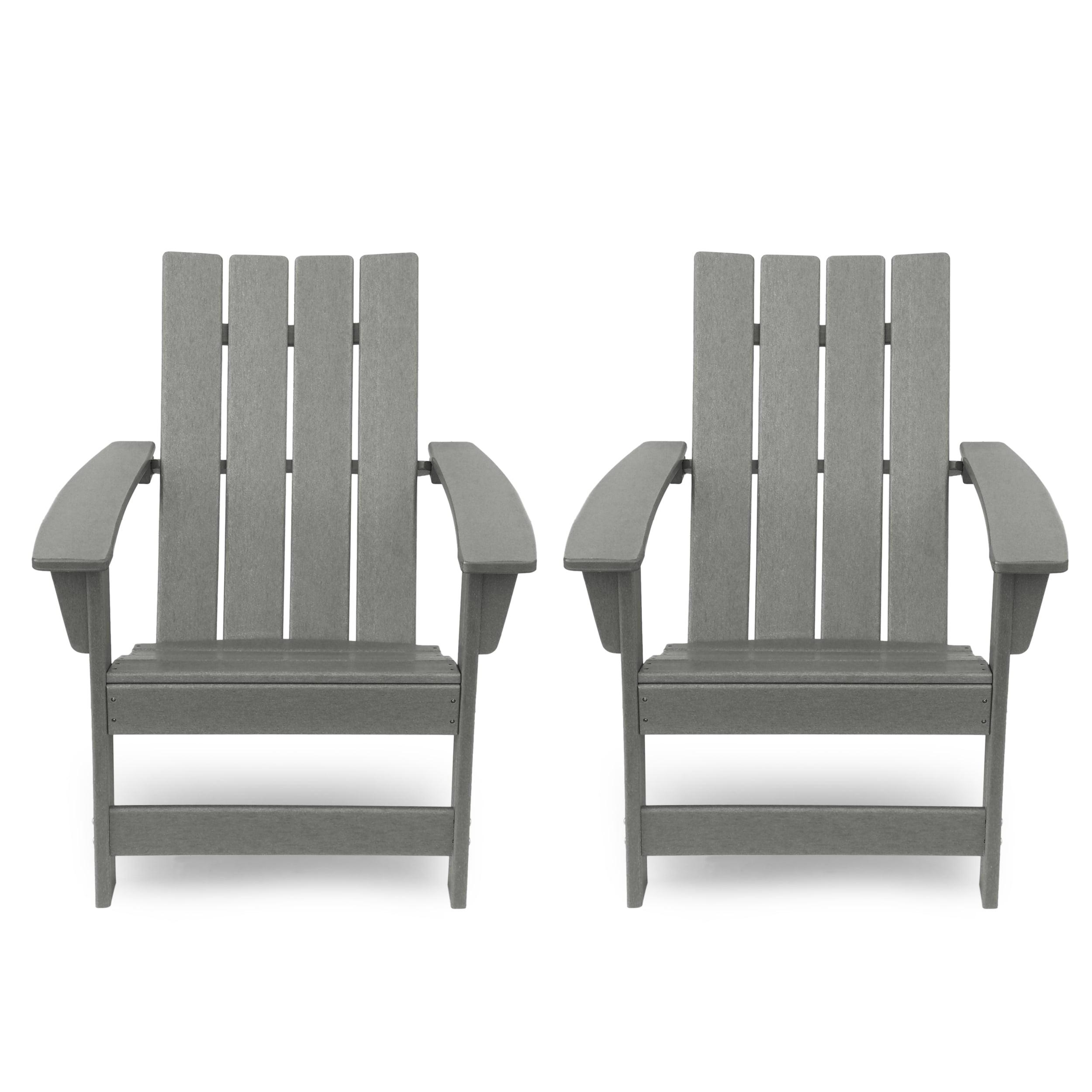 Sleek Modern Gray Plastic Adirondack Chair Set of 2