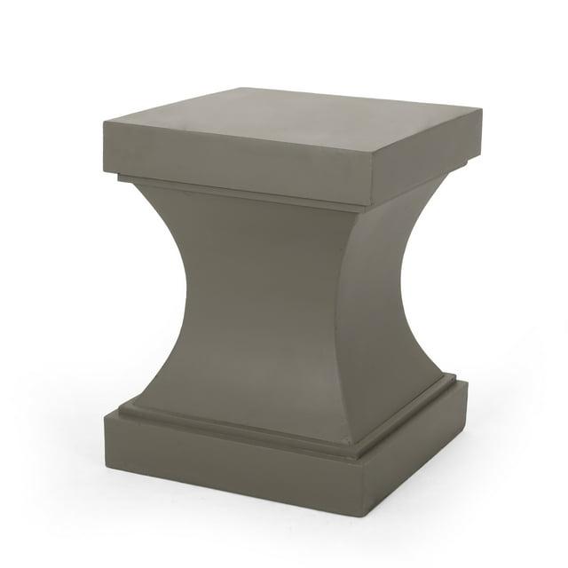 GDF Studio Atrass Outdoor Modern Lightweight Concrete Side Table, Light Gray
