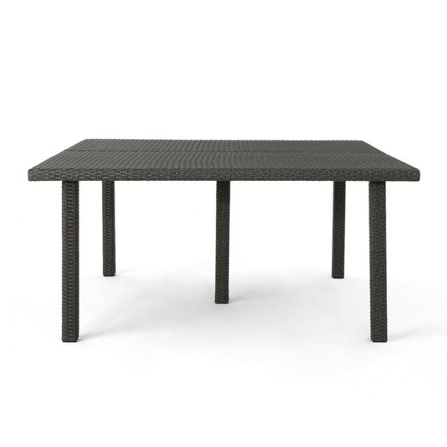 Noble House Fiona 64" Square Wicker Patio Dining Table in Gray