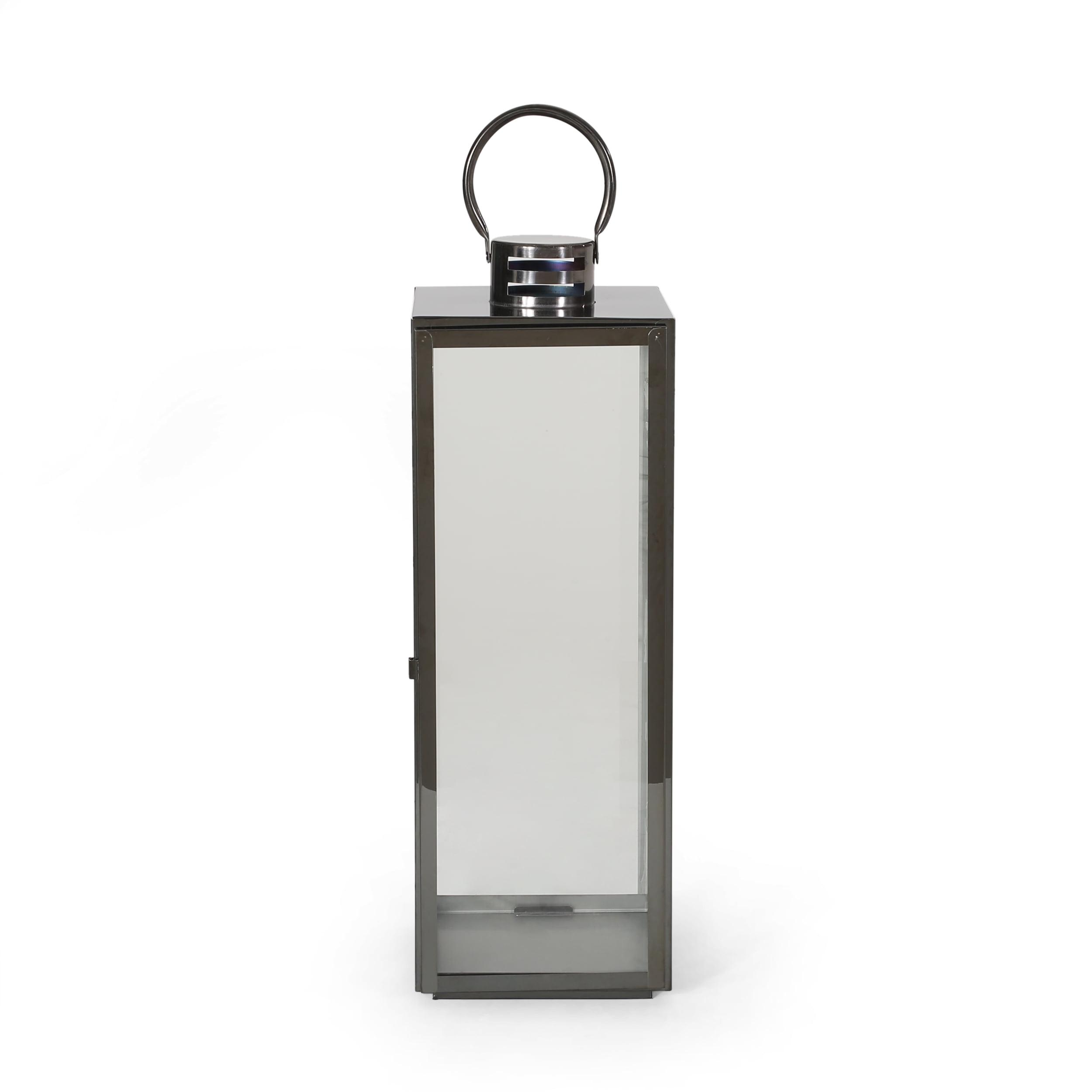 Elegant 24" Black Stainless Steel Hanging Lantern