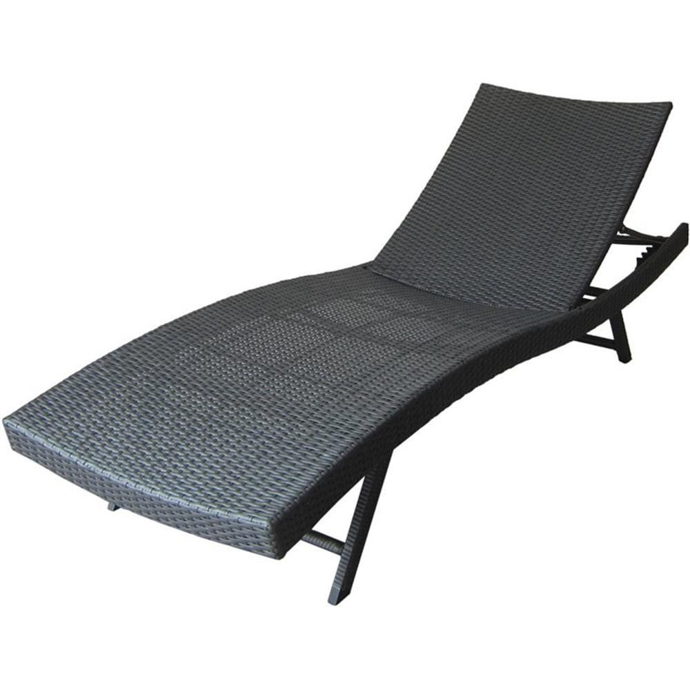 GDFStudio Eliana Outdoor Wicker Armless Adjustable Chaise Lounge, Gray