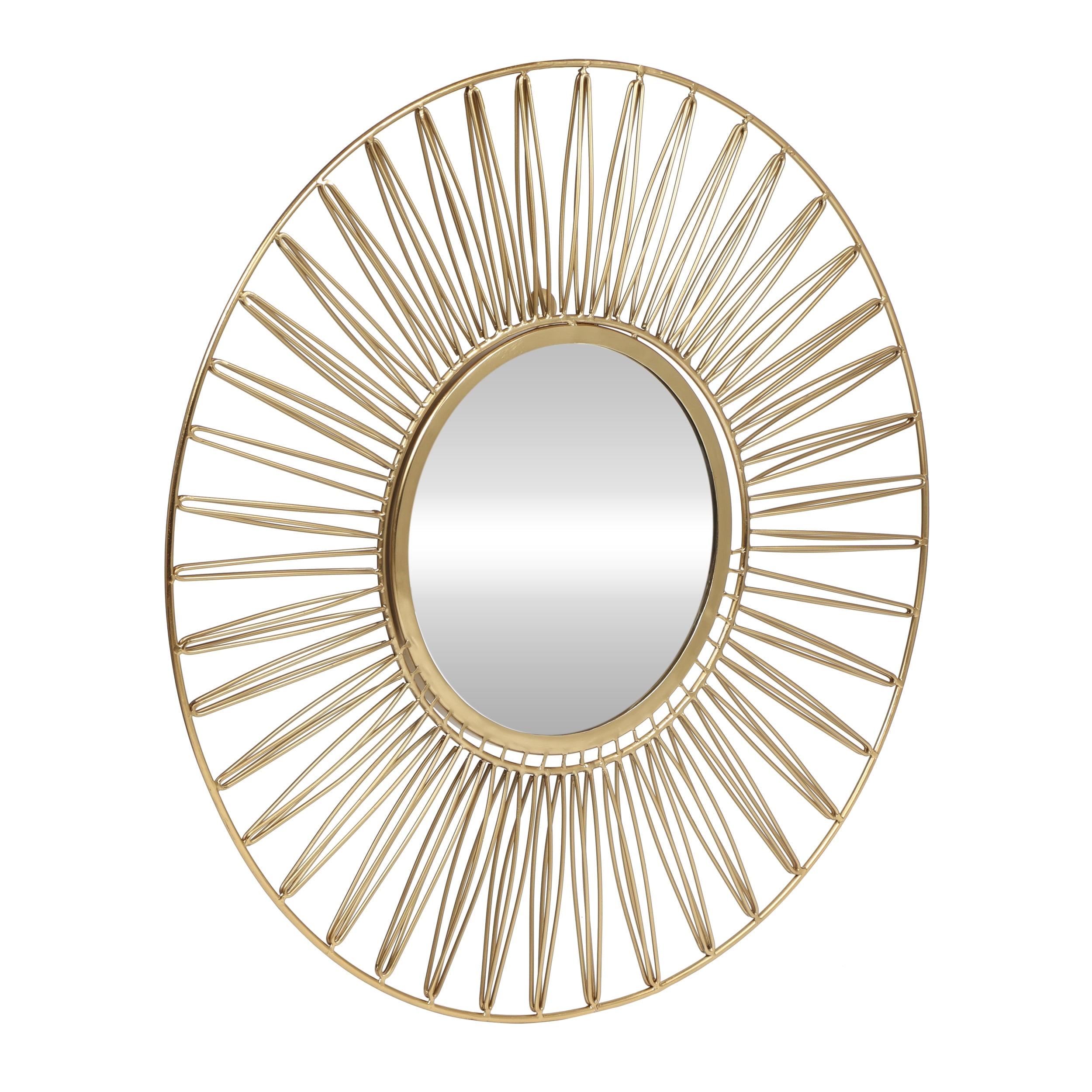 Gold Medium Round Metal Sunburst Wall Mirror