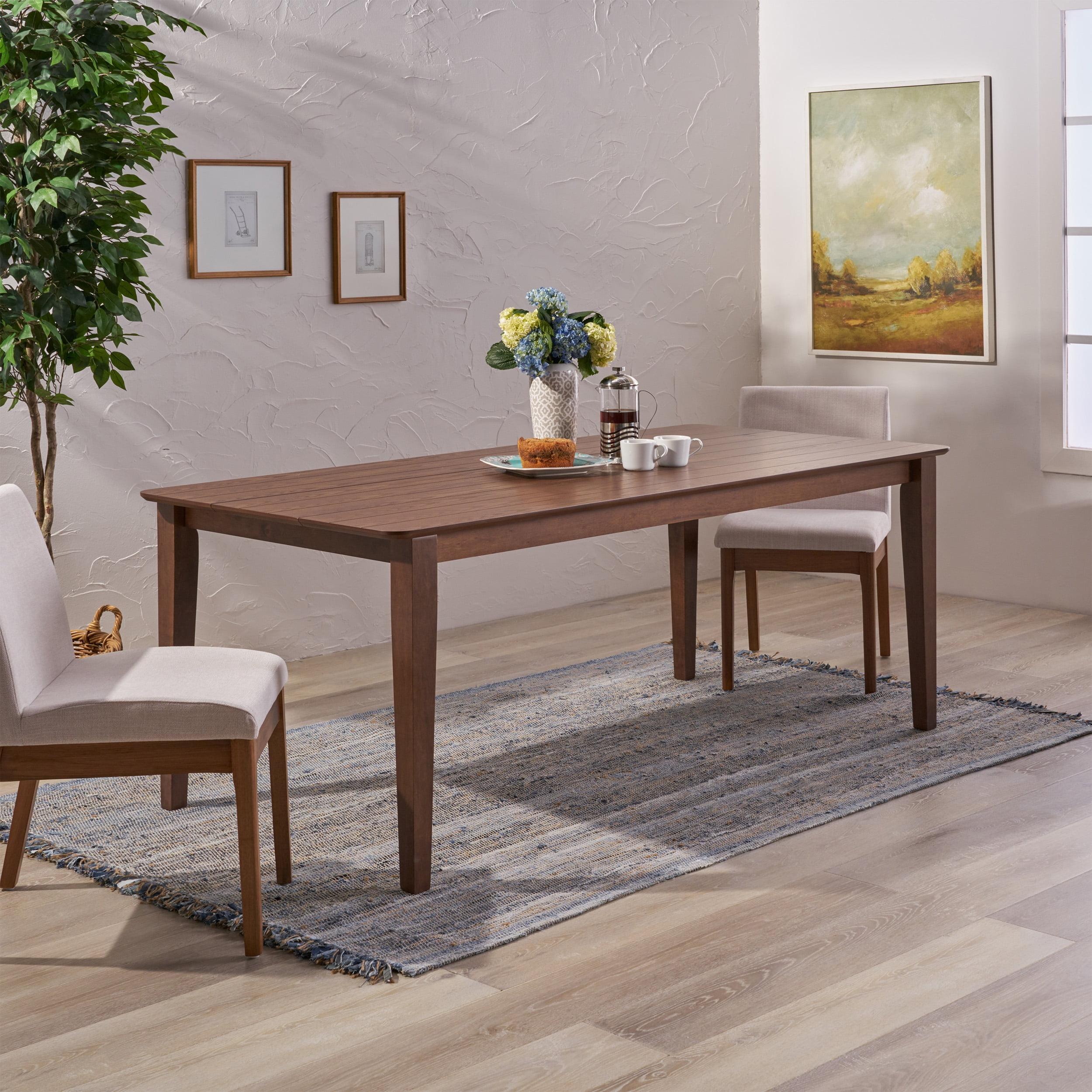 Noble House Lylah Indoor Rectangular 8 Seat Farmhouse Dining Table, Walnut Finish