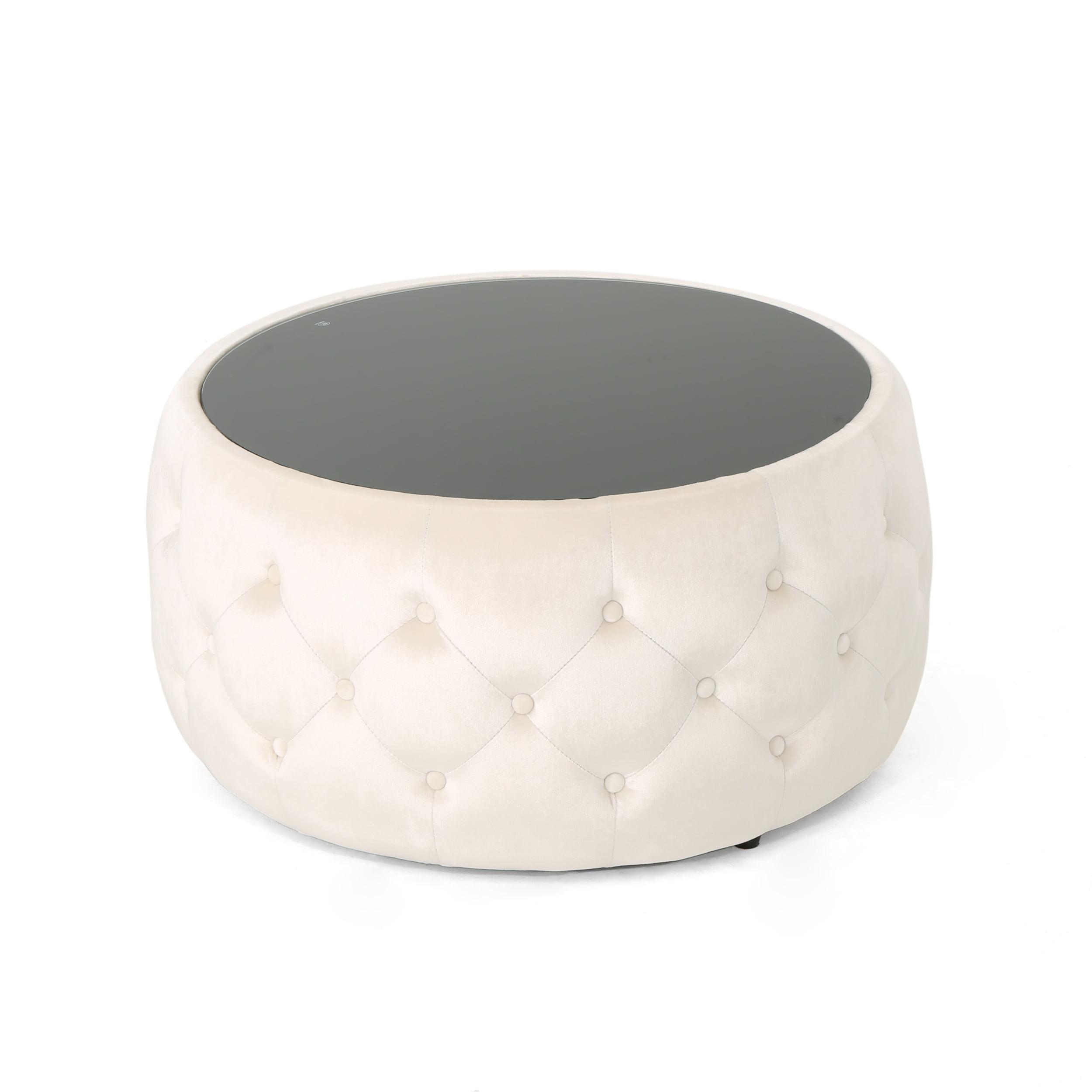 Noble House Merna Indoor Glam Velvet Coffee Table, Beige