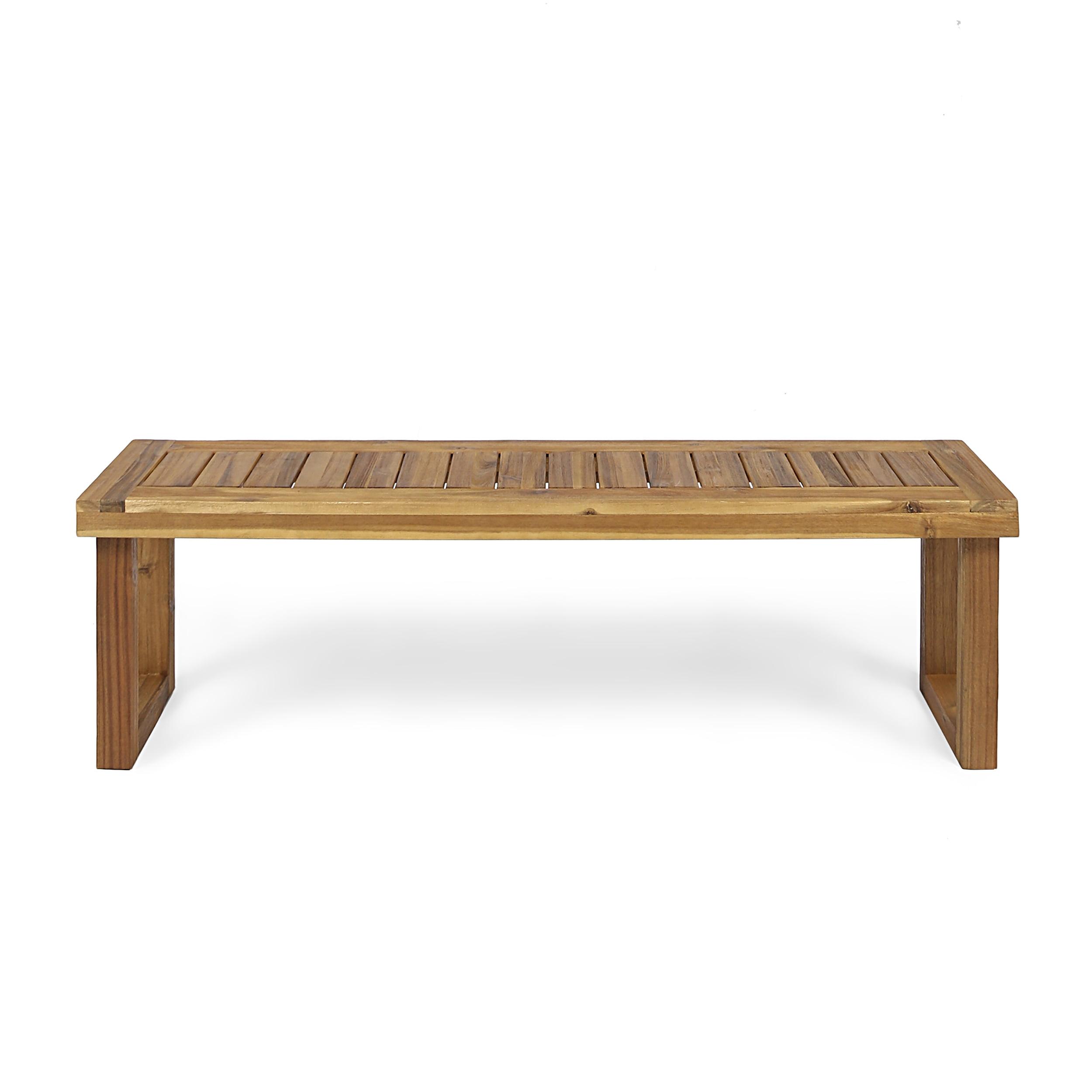 GDFStudio Josette Outdoor Acacia Wood Dining Bench, Sandblasted Natural Brown