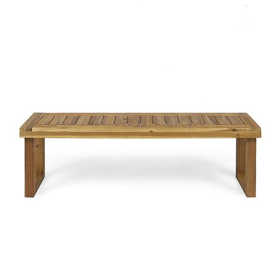 GDFStudio Josette Outdoor Acacia Wood Dining Bench, Sandblasted Natural Brown