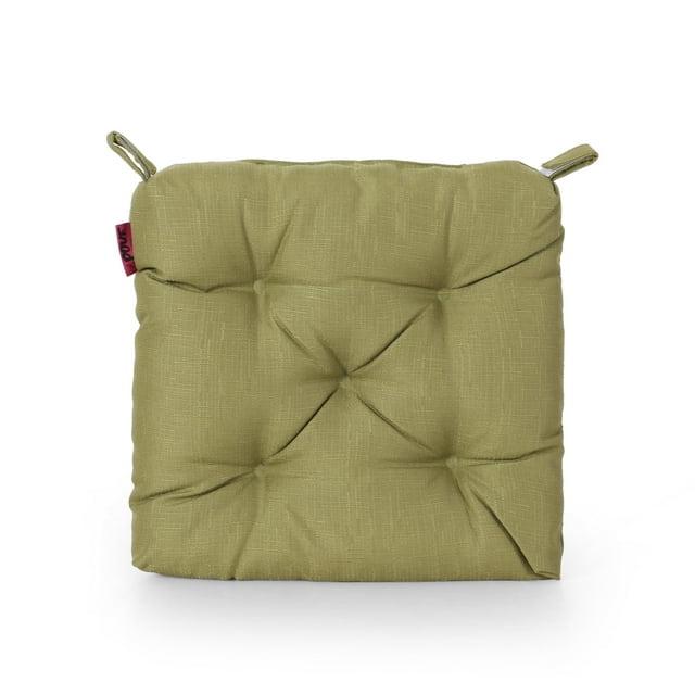 Noble House North Shore 16x16" Fabric Tufted Outdoor Chair Cushion in Green