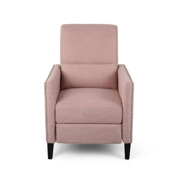 Alscot Contemporary Push Back Recliner Light Pink - Christopher Knight Home: Upholstered Accent Chair, 250lb Capacity