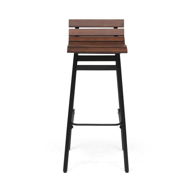 Set of 2 Pepperwood Wooden Barstool Dark Brown - Christopher Knight Home: Industrial Style, Acacia Frame, 29.25" Height
