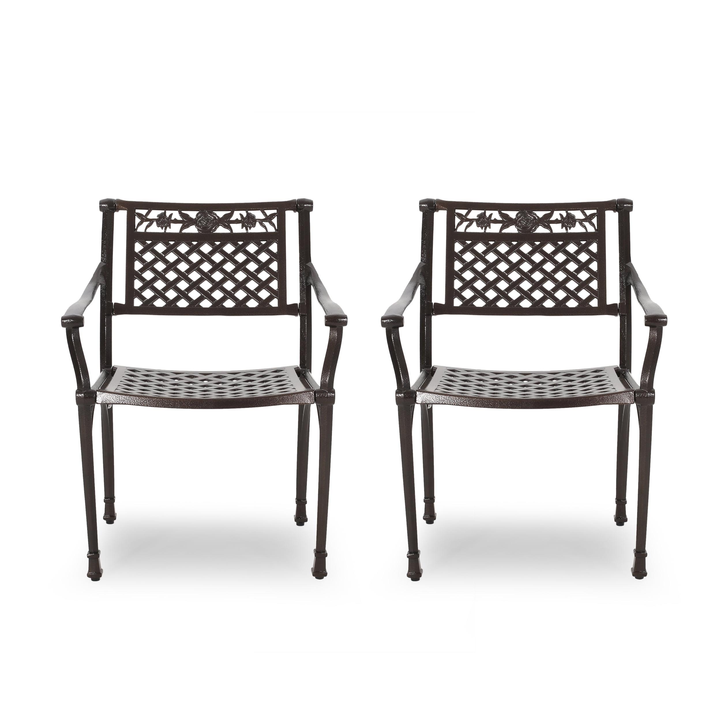 Noble House Ridgecrest Aluminum Patio Dining Arm Chair in Bronze (Set of 2)