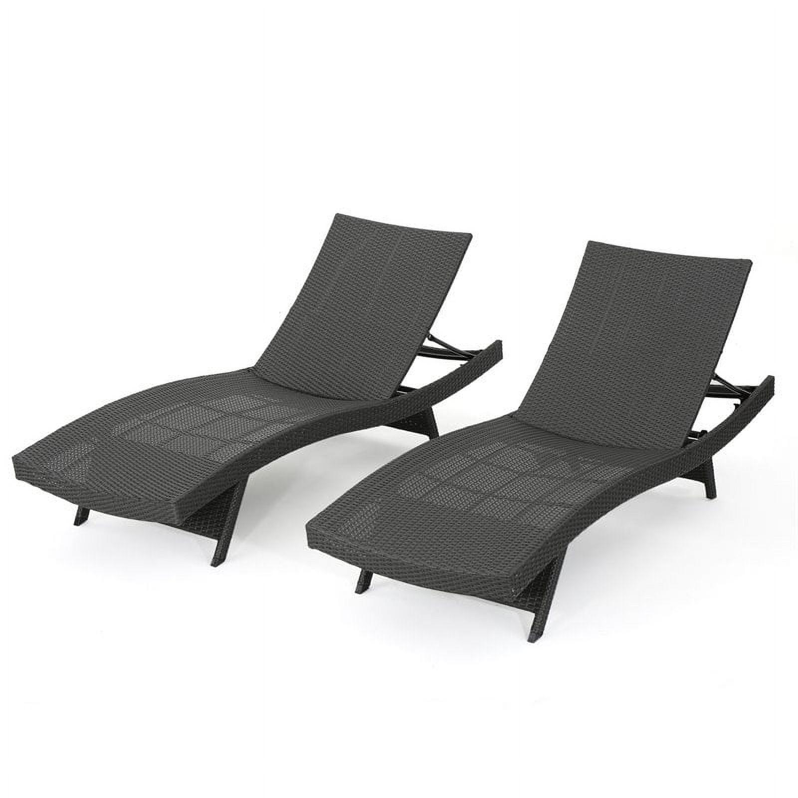 Salem Grey Wicker Outdoor Adjustable Chaise Lounge Set