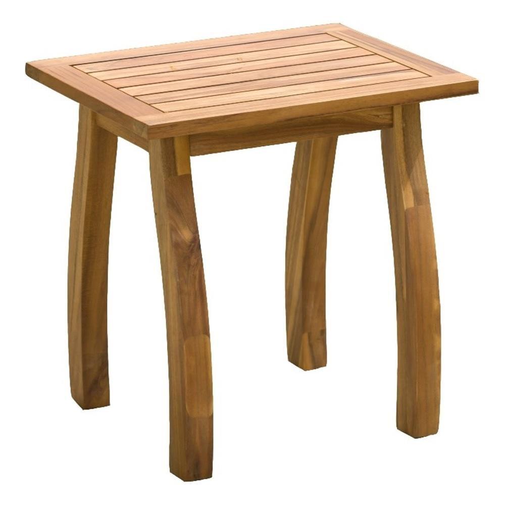 Teak Brown Square Wood Outdoor Accent Table