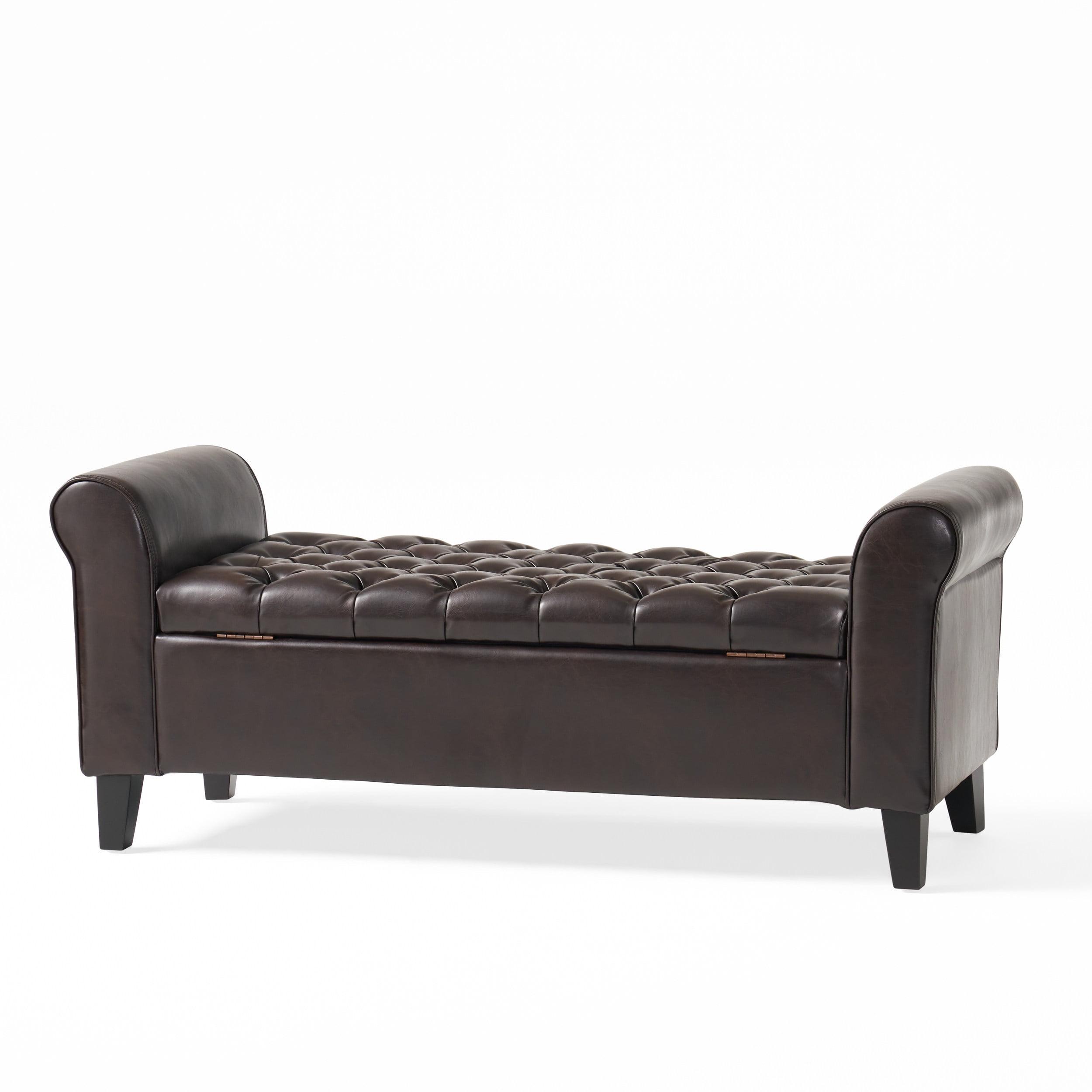 Noble House Sheffield Rectangular Lift Top Ottoman, Brown
